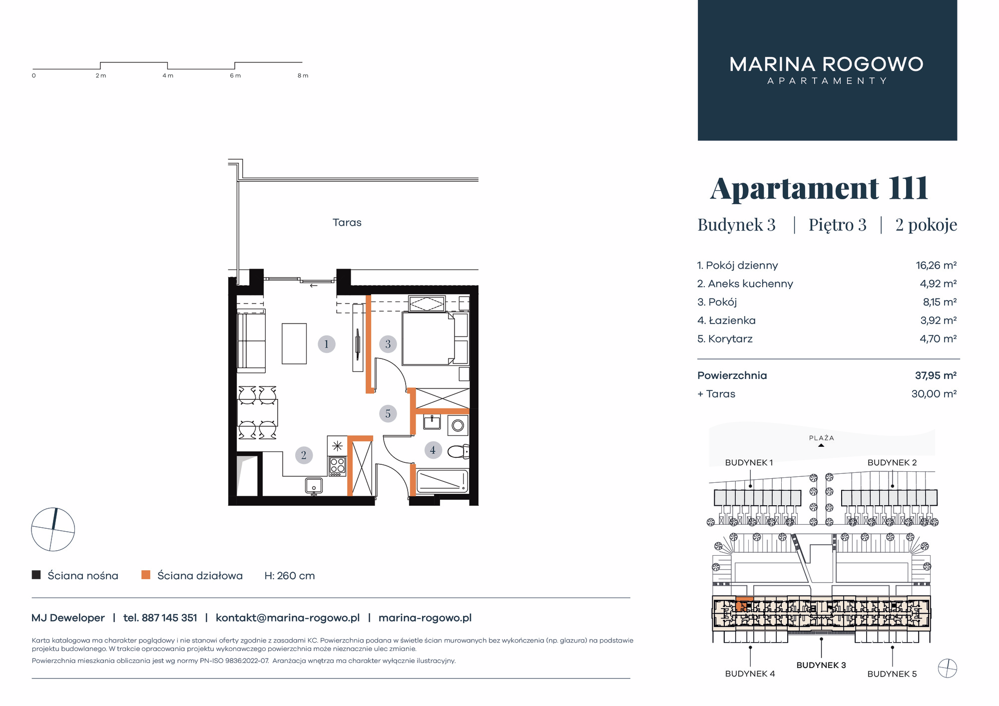 Apartament 37,95 m², piętro 3, oferta nr 111, Apartamenty Marina Rogowo, Rogowo, ul. Kołobrzeska-idx