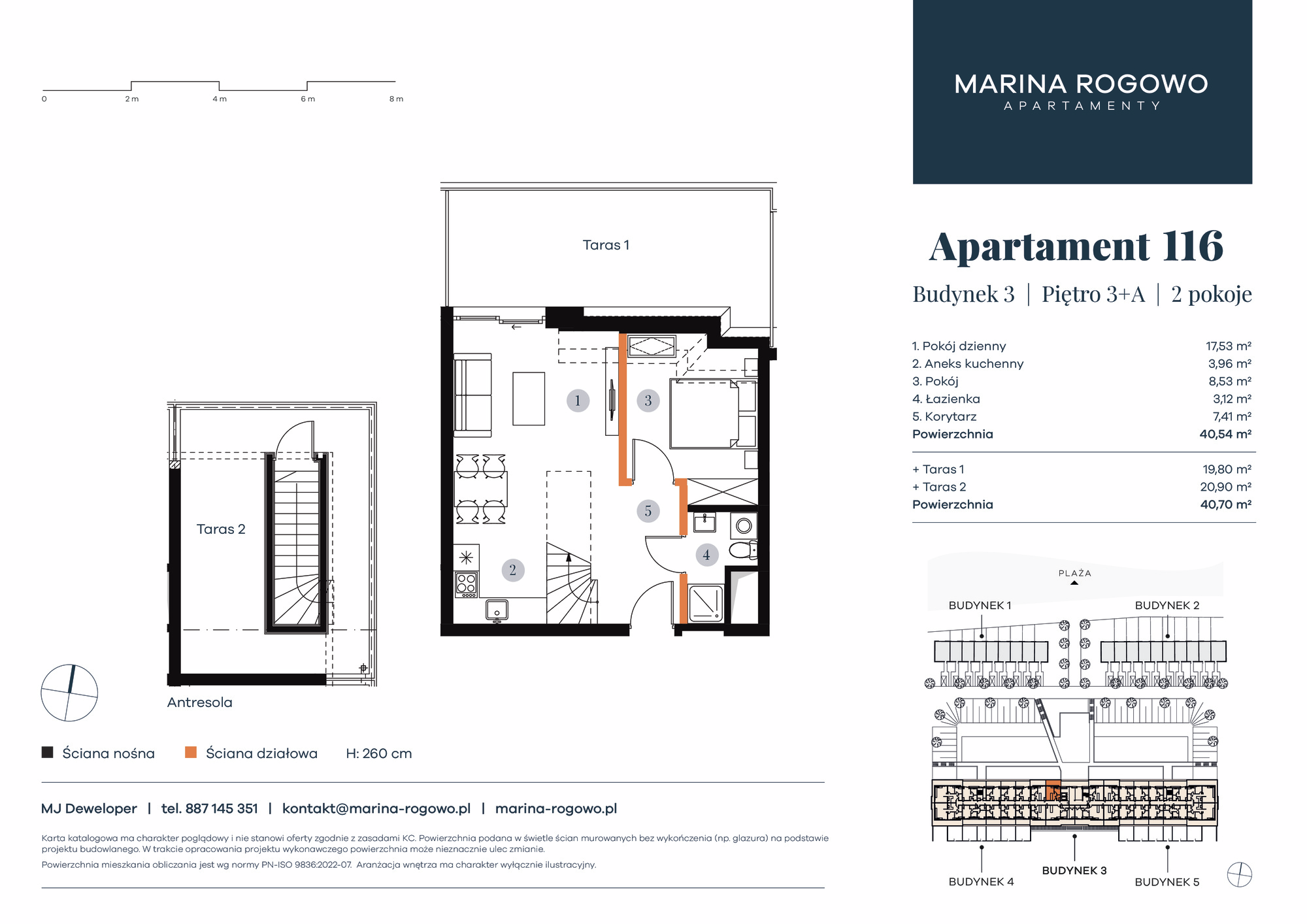 Apartament 40,54 m², piętro 3, oferta nr 116, Apartamenty Marina Rogowo, Rogowo, ul. Kołobrzeska-idx