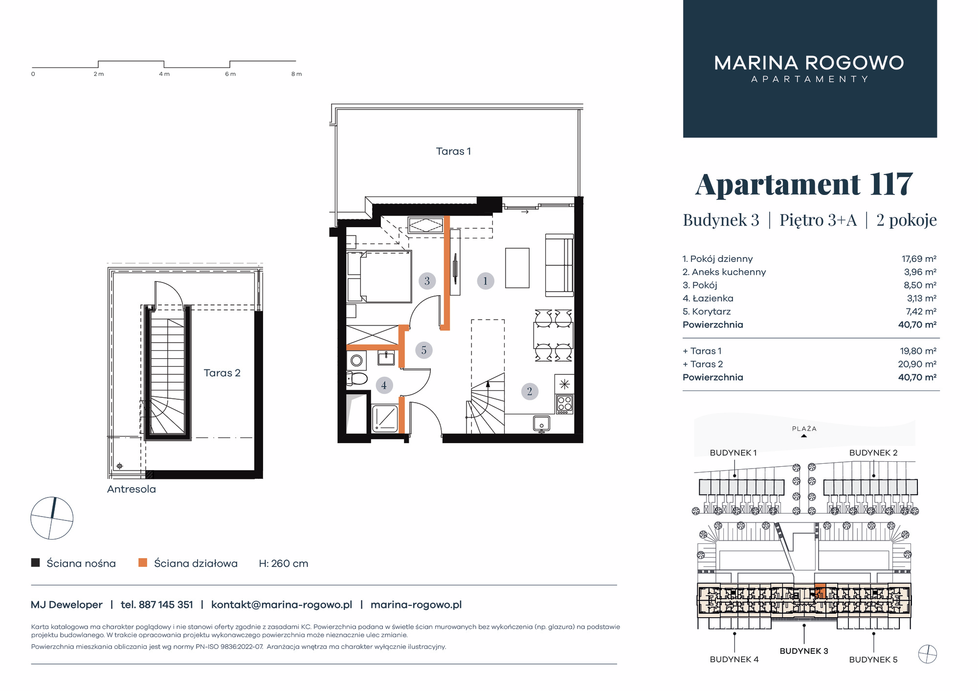 Apartament 40,70 m², piętro 3, oferta nr 117, Apartamenty Marina Rogowo, Rogowo, ul. Kołobrzeska-idx