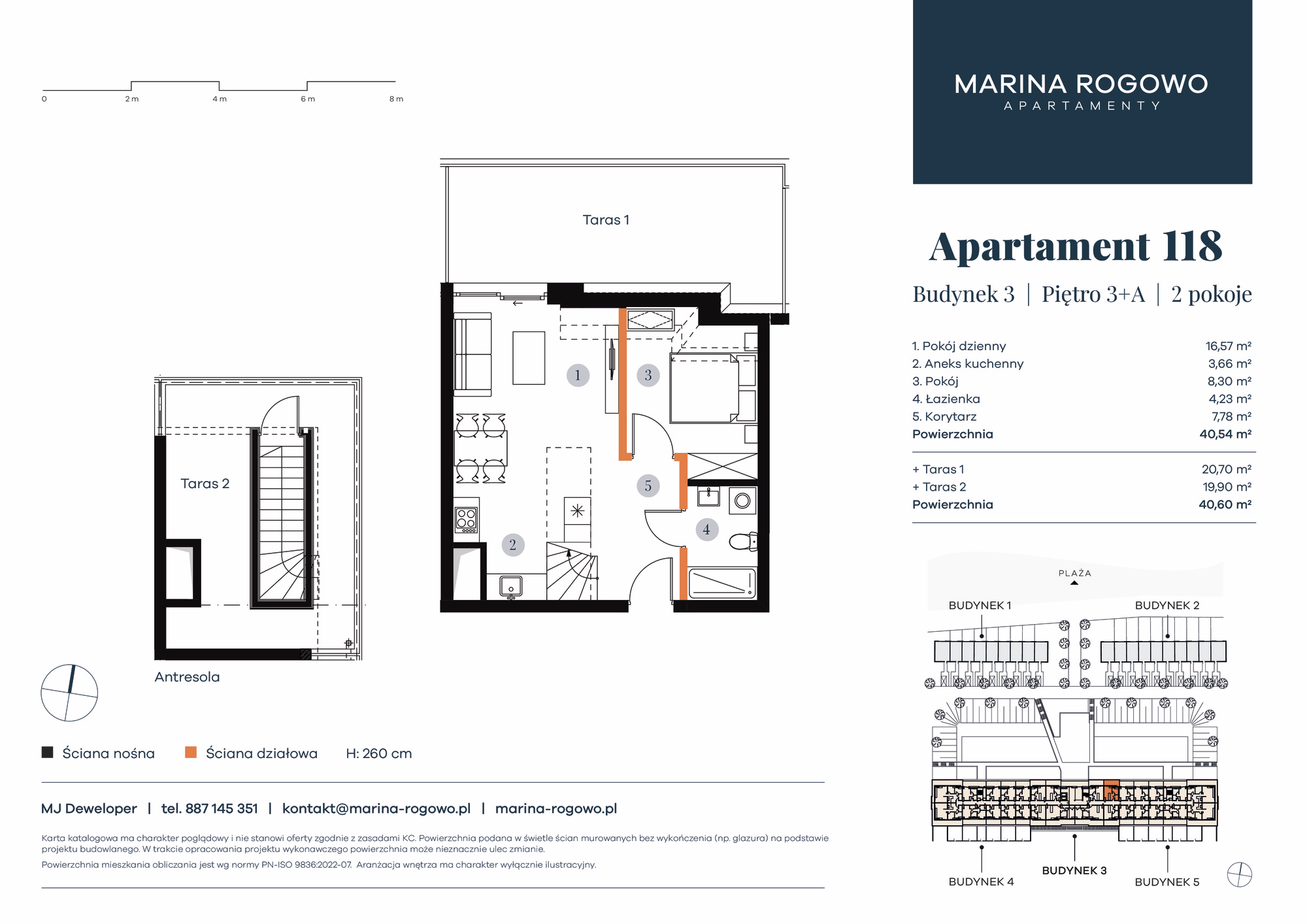 Apartament 40,54 m², piętro 3, oferta nr 118, Apartamenty Marina Rogowo, Rogowo, ul. Kołobrzeska-idx