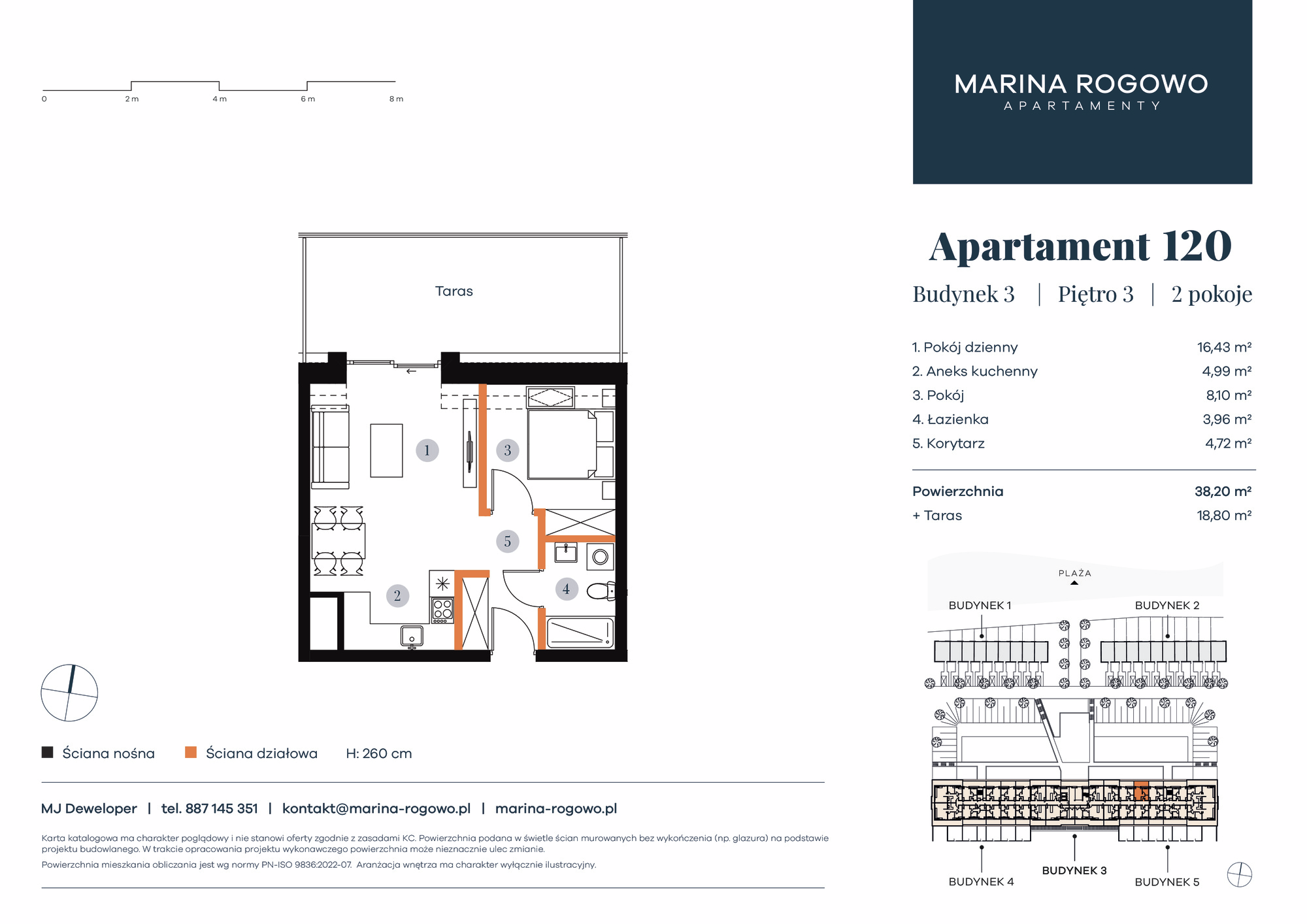 Apartament 38,20 m², piętro 3, oferta nr 120, Apartamenty Marina Rogowo, Rogowo, ul. Kołobrzeska-idx