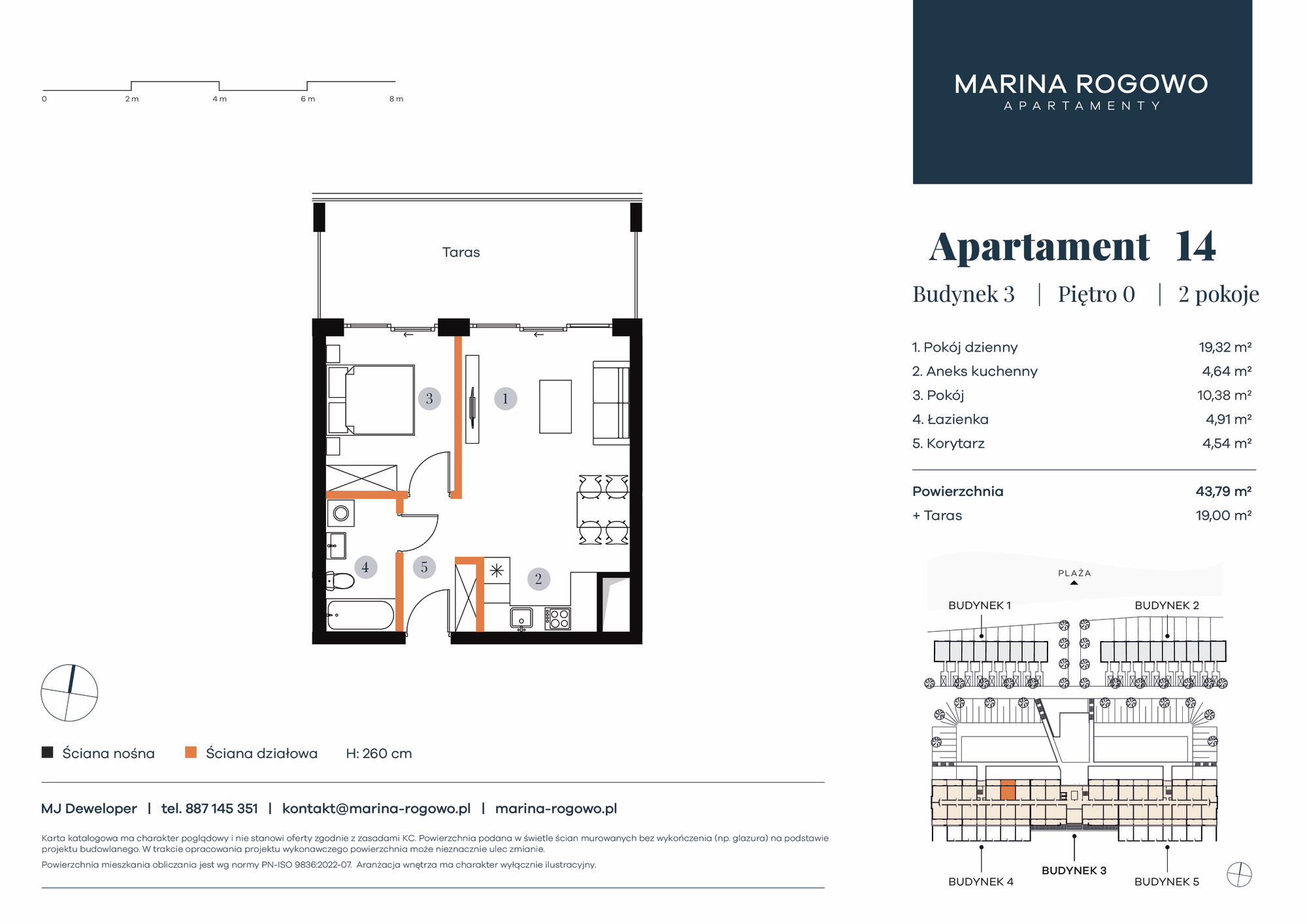 Apartament 43,79 m², parter, oferta nr 14, Apartamenty Marina Rogowo, Rogowo, ul. Kołobrzeska-idx