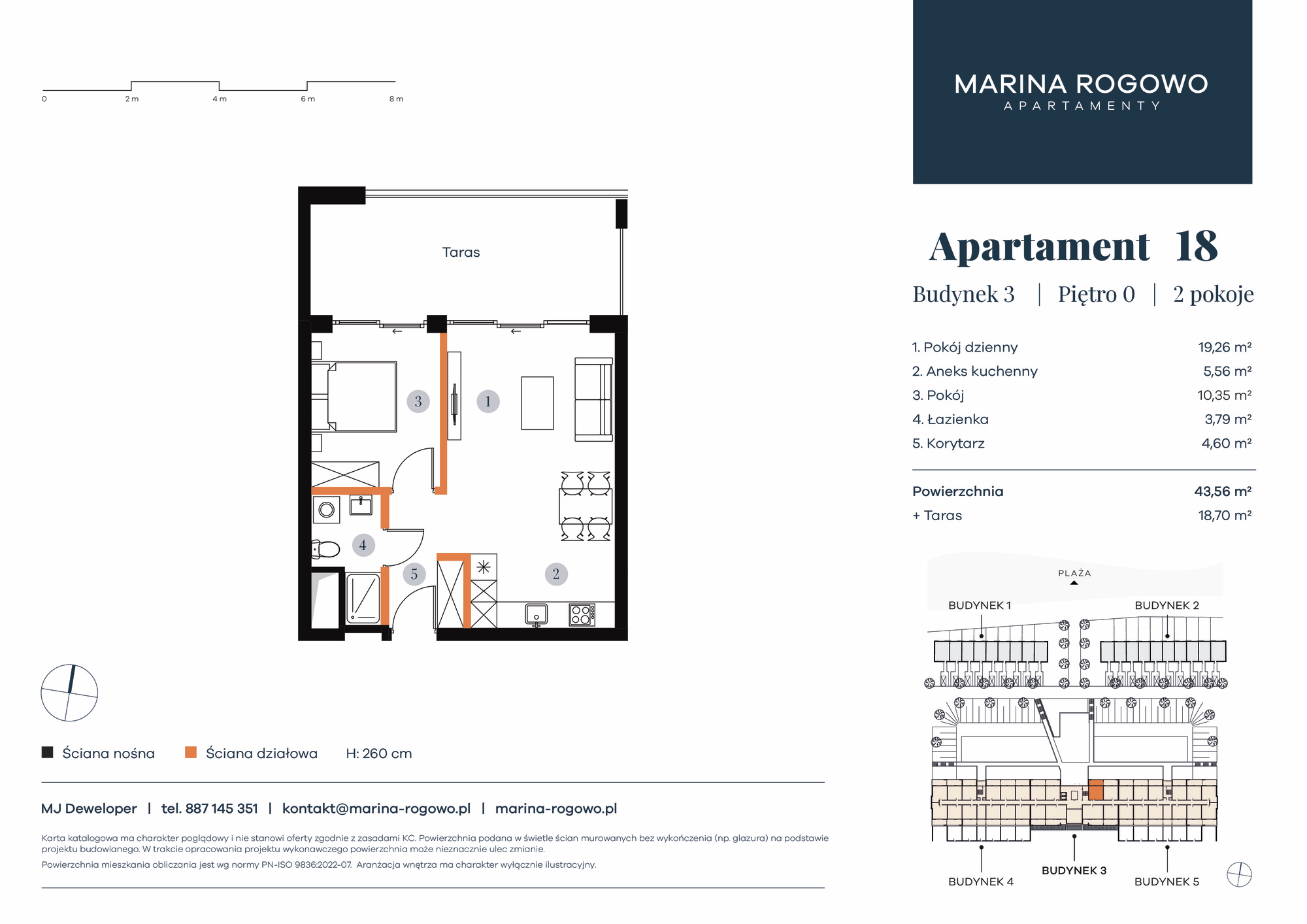 Apartament 43,56 m², parter, oferta nr 18, Apartamenty Marina Rogowo, Rogowo, ul. Kołobrzeska-idx