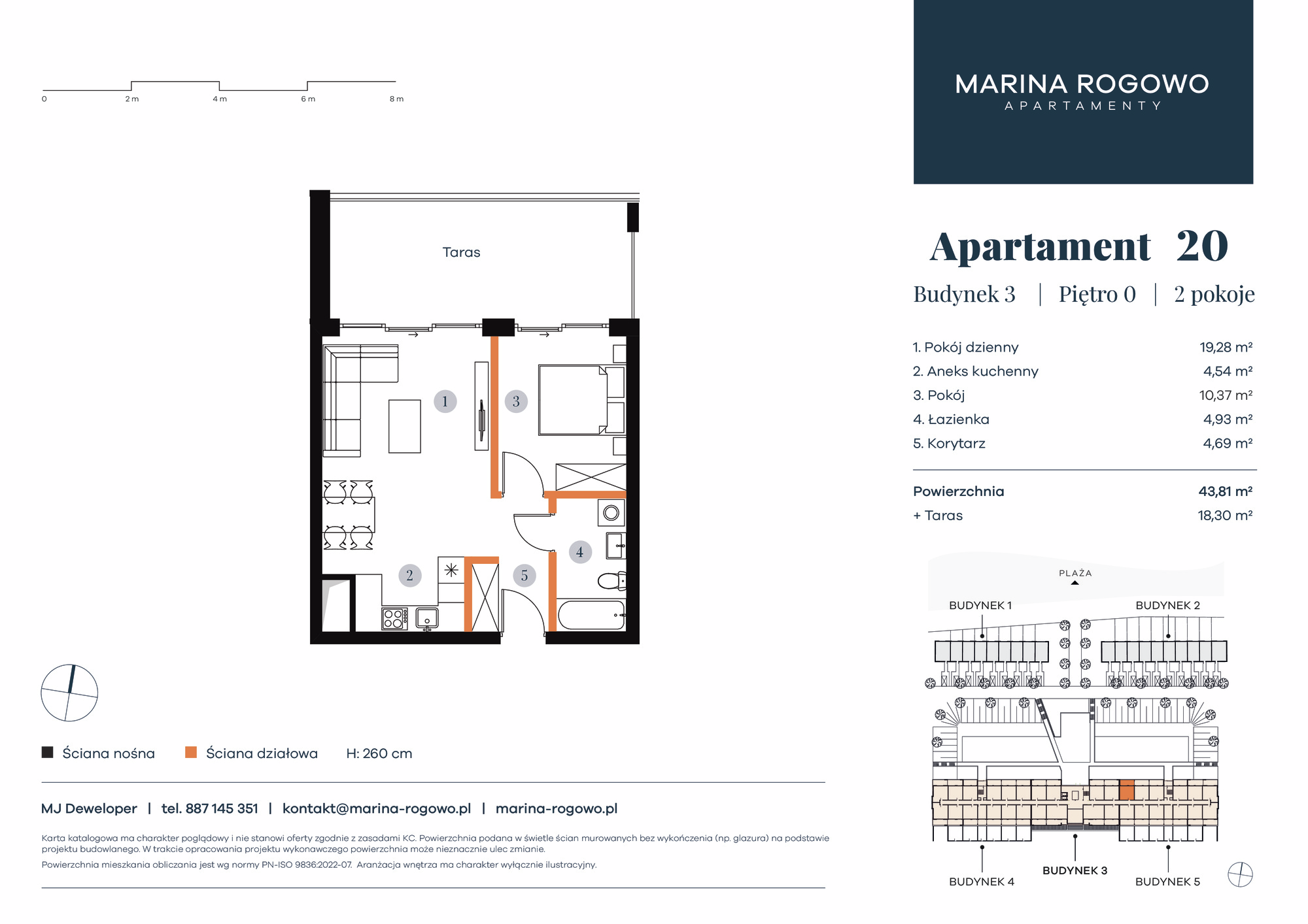 Apartament 43,81 m², parter, oferta nr 20, Apartamenty Marina Rogowo, Rogowo, ul. Kołobrzeska-idx