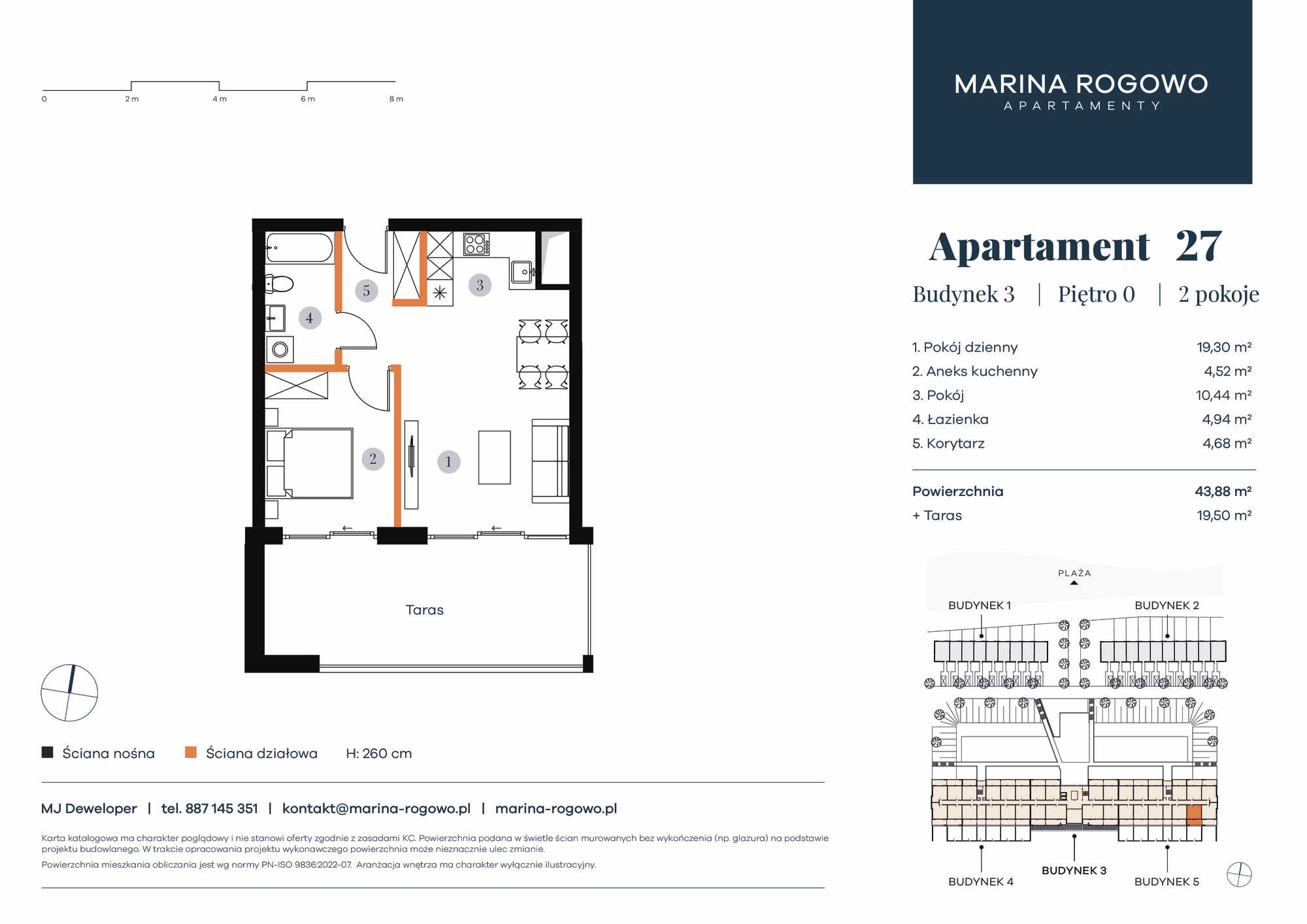 Apartament 43,88 m², parter, oferta nr 27, Apartamenty Marina Rogowo, Rogowo, ul. Kołobrzeska-idx