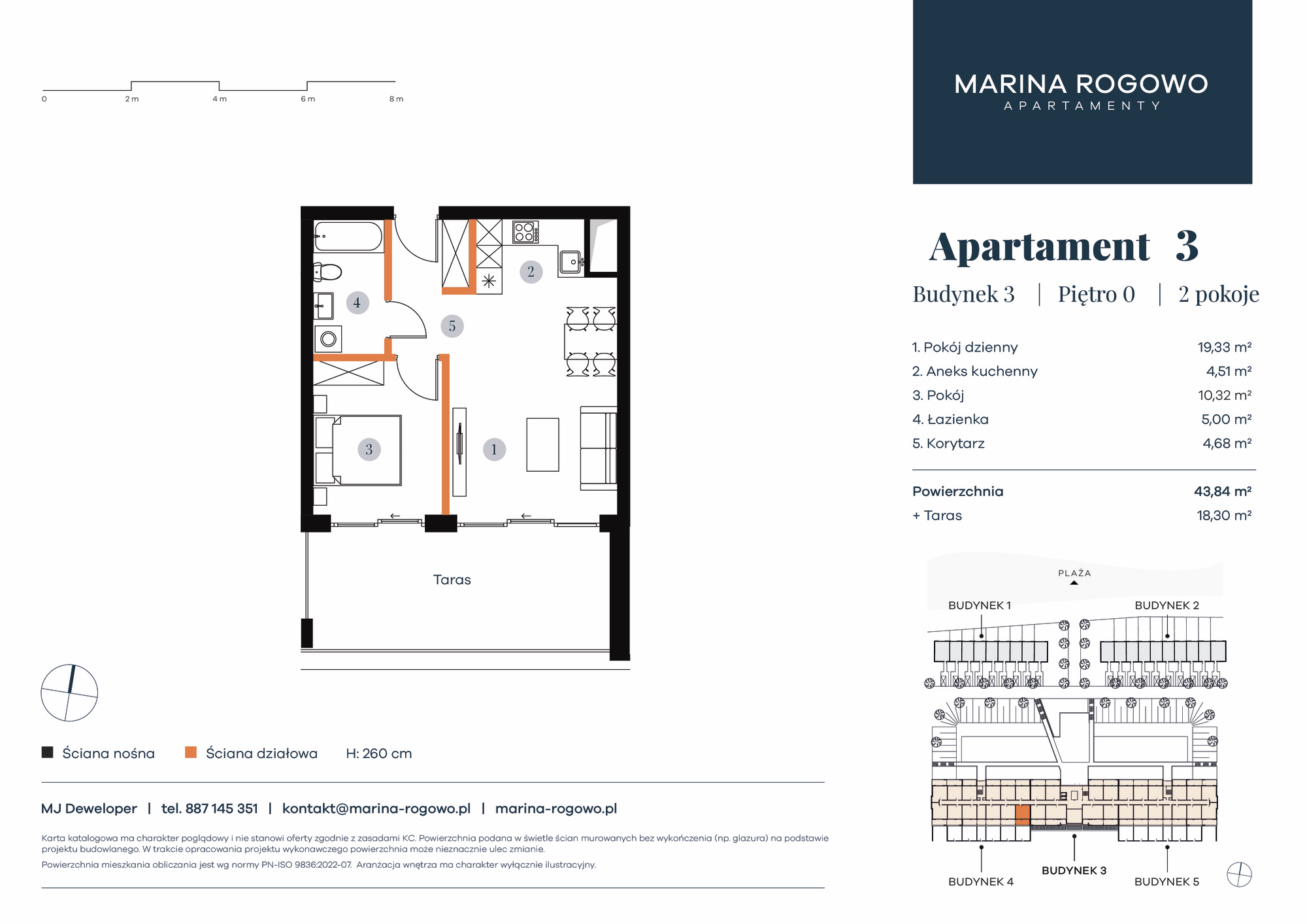 Apartament 43,84 m², parter, oferta nr 3, Apartamenty Marina Rogowo, Rogowo, ul. Kołobrzeska-idx