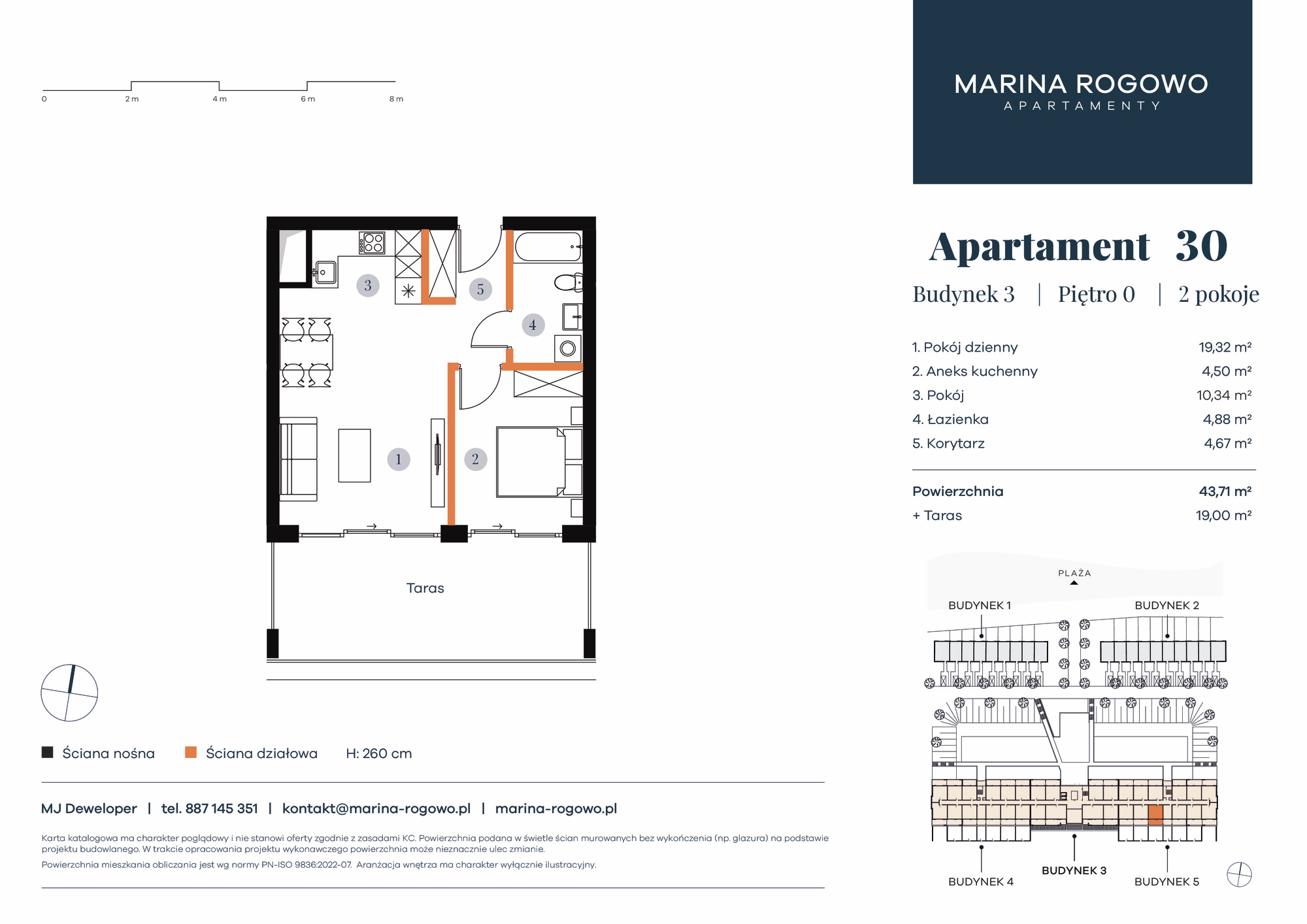 Apartament 43,71 m², parter, oferta nr 30, Apartamenty Marina Rogowo, Rogowo, ul. Kołobrzeska-idx