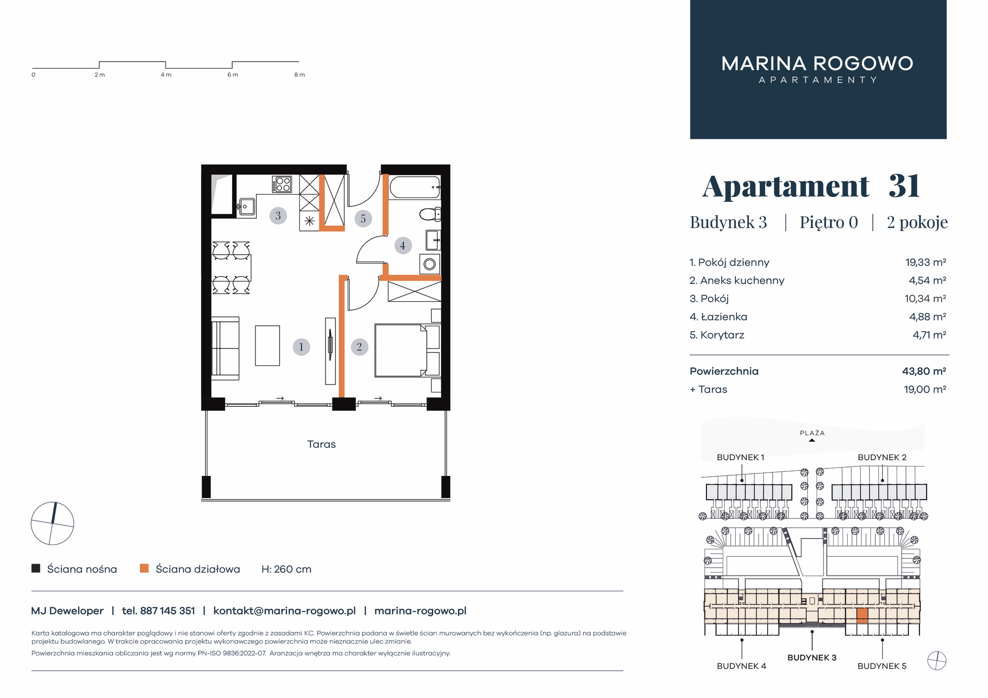 Apartament 43,80 m², parter, oferta nr 31, Apartamenty Marina Rogowo, Rogowo, ul. Kołobrzeska-idx