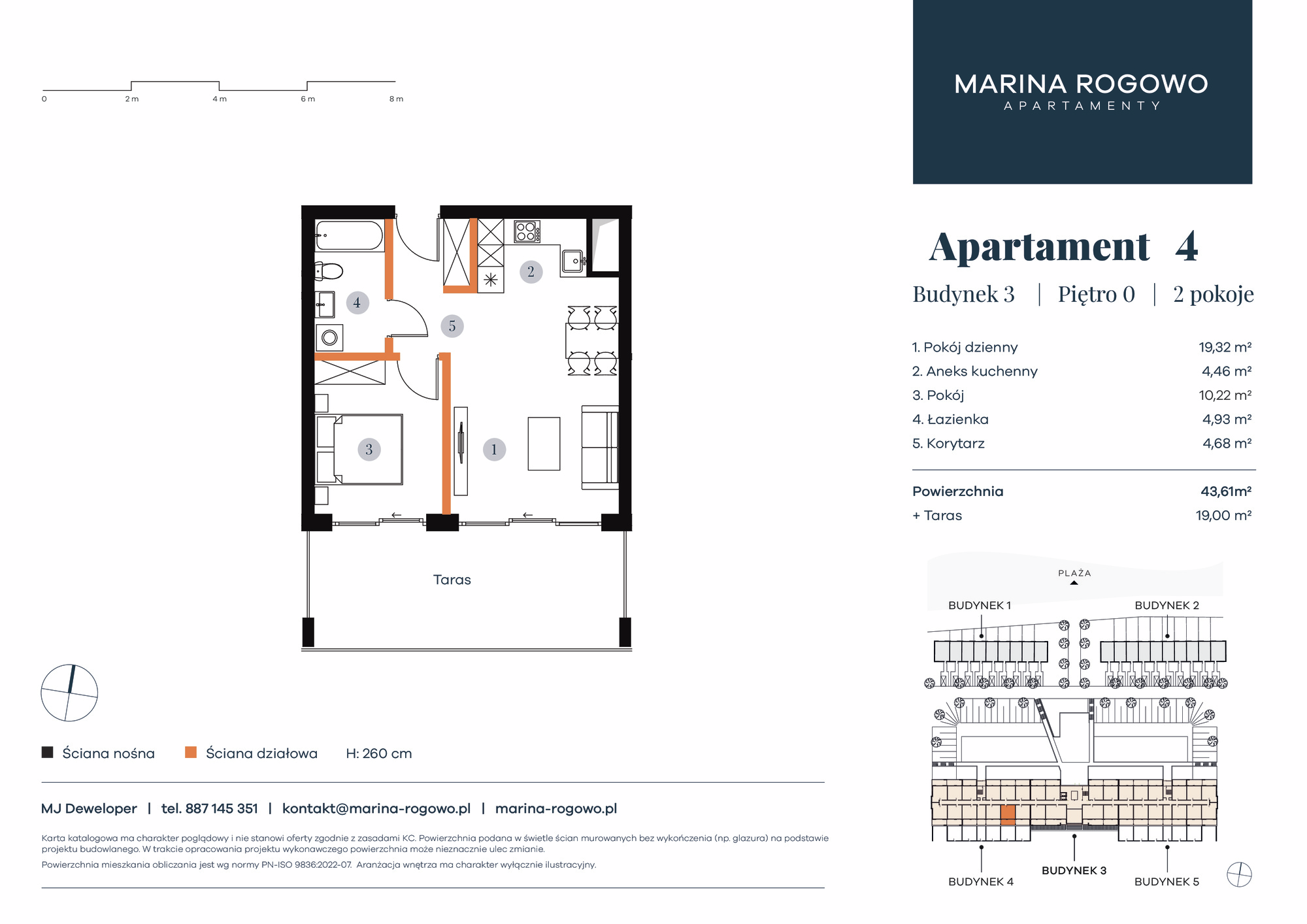 Apartament 43,61 m², parter, oferta nr 4, Apartamenty Marina Rogowo, Rogowo, ul. Kołobrzeska-idx