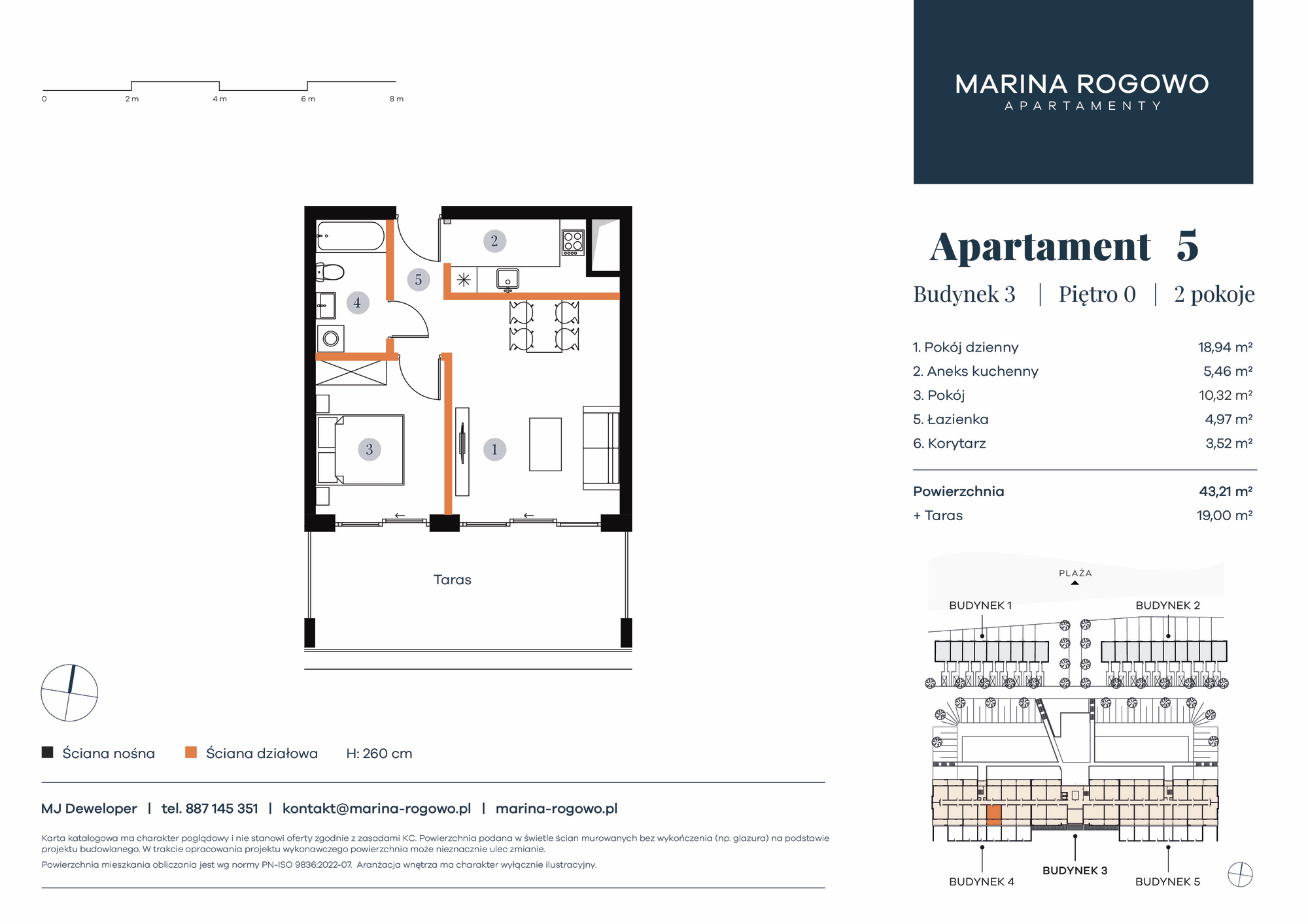 Apartament 43,21 m², parter, oferta nr 5, Apartamenty Marina Rogowo, Rogowo, ul. Kołobrzeska-idx