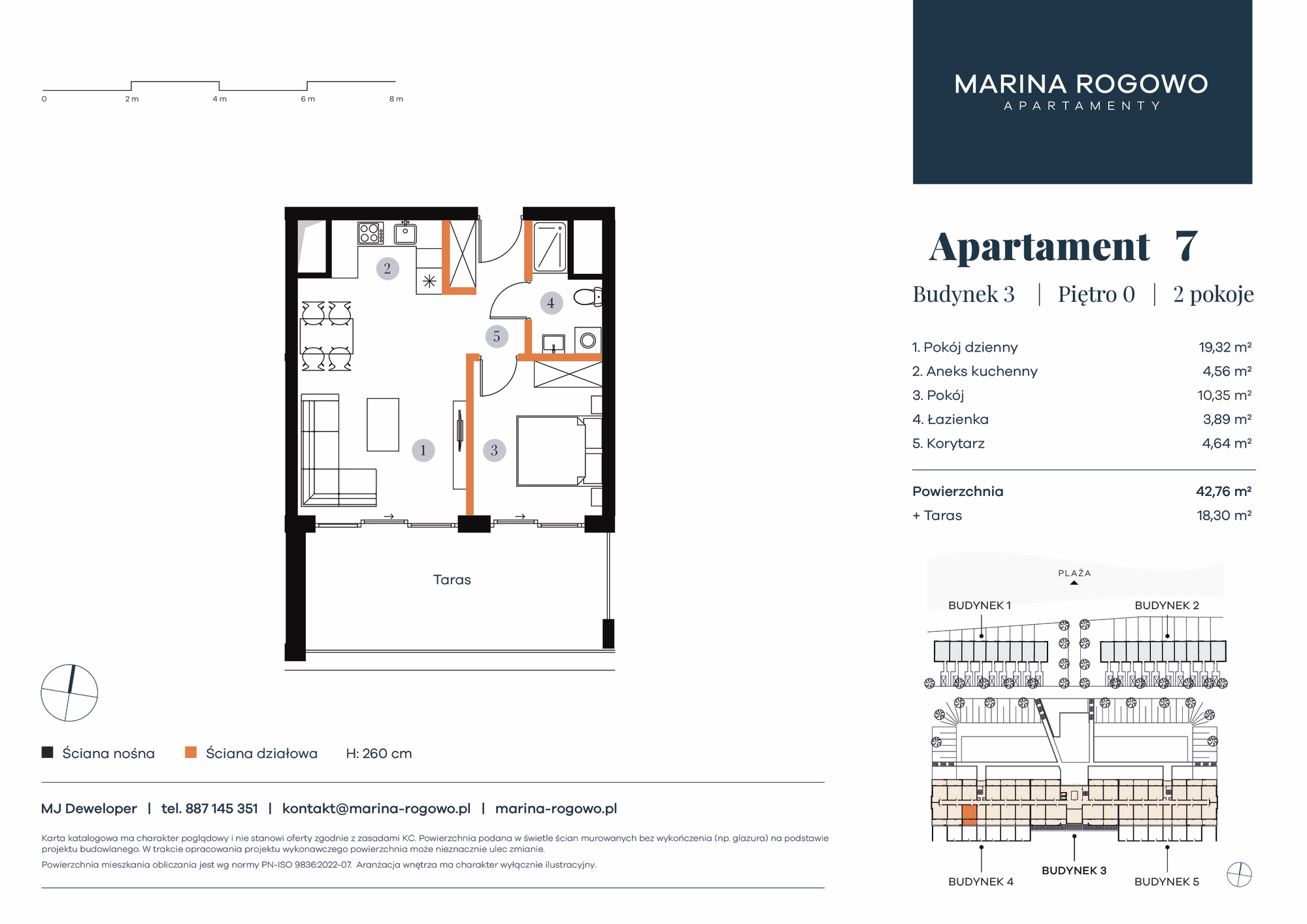 Apartament 42,76 m², parter, oferta nr 7, Apartamenty Marina Rogowo, Rogowo, ul. Kołobrzeska-idx