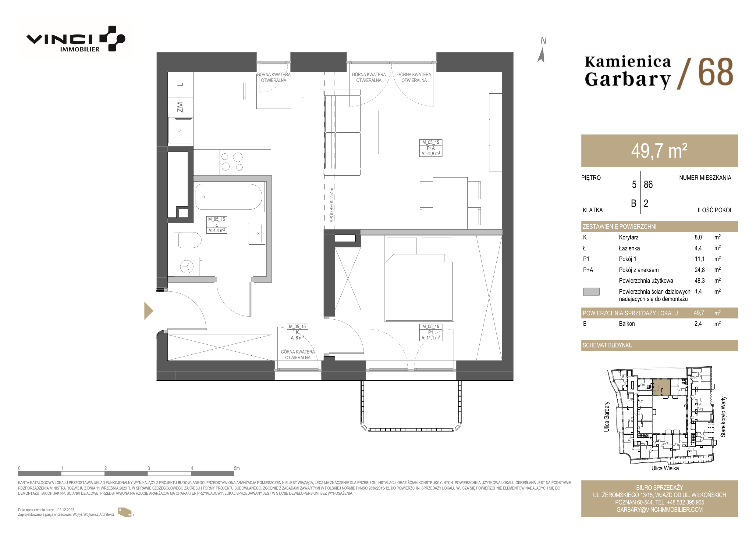 Apartament 49,65 m², piętro 5, oferta nr 86, Kamienica Garbary 68, Poznań, Stare Miasto, Garbary, ul. Garbary 68-idx