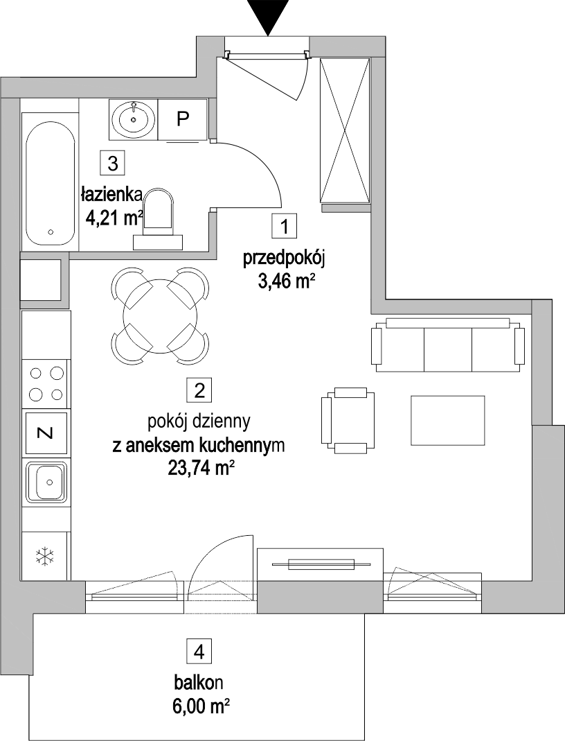 Mieszkanie 31,46 m², piętro 1, oferta nr 3.3.1, Osiedle Przyjemne - etap II, Gdańsk, Jasień, ul. Flisykowskiego-idx