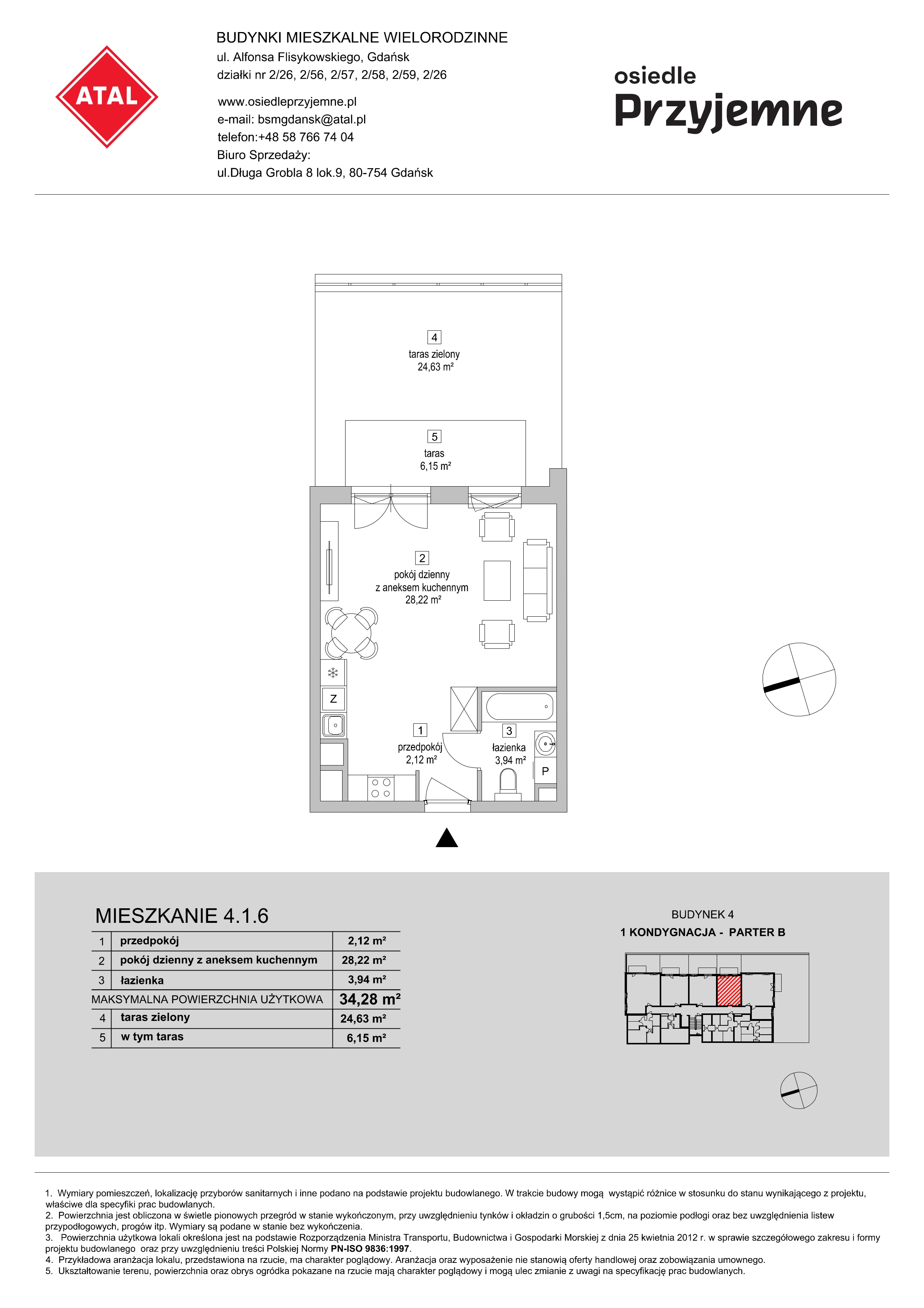 Mieszkanie 34,28 m², parter, oferta nr 4.1.6, Osiedle Przyjemne - etap II, Gdańsk, Jasień, ul. Flisykowskiego-idx