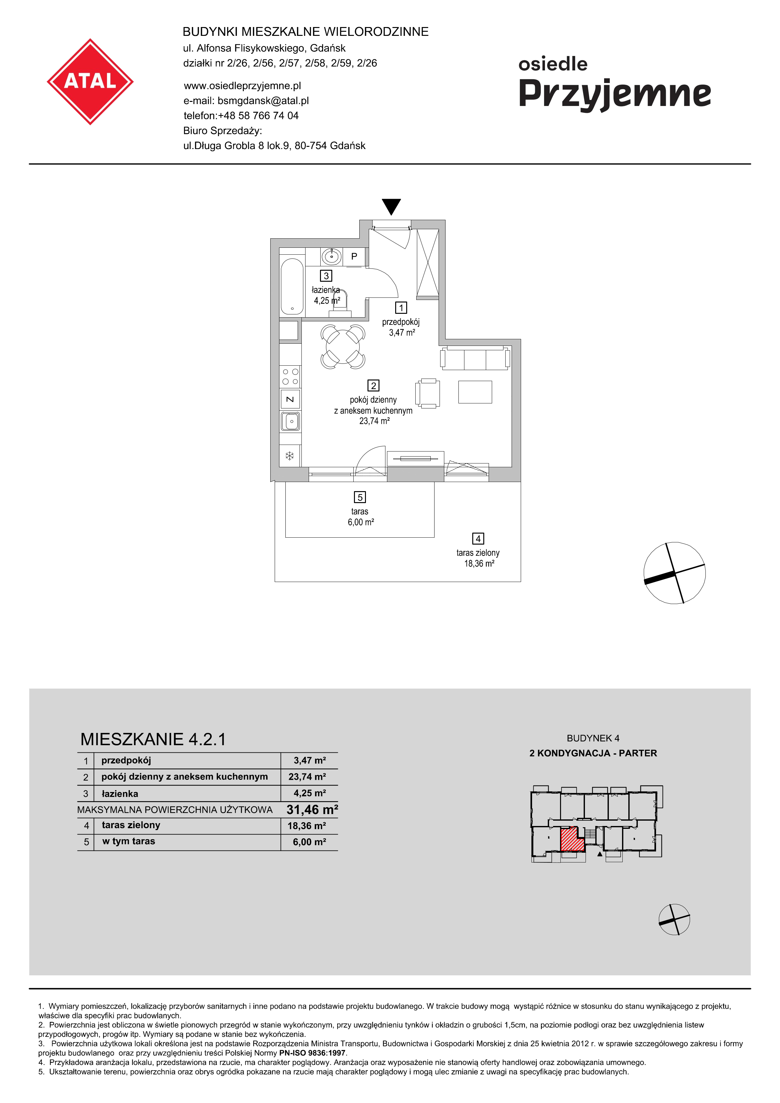 Mieszkanie 31,46 m², parter, oferta nr 4.2.1, Osiedle Przyjemne - etap II, Gdańsk, Jasień, ul. Flisykowskiego-idx