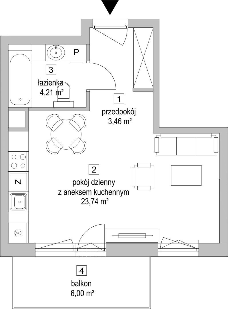 Mieszkanie 31,46 m², piętro 1, oferta nr 4.3.1, Osiedle Przyjemne - etap II, Gdańsk, Jasień, ul. Flisykowskiego-idx