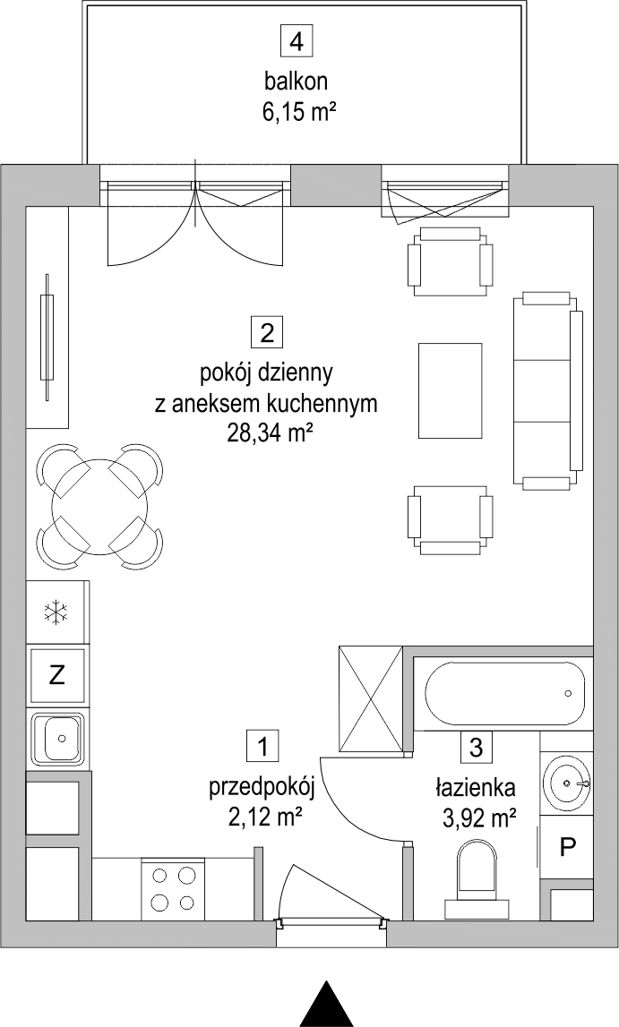 Mieszkanie 34,28 m², piętro 3, oferta nr 4.5.6, Osiedle Przyjemne - etap II, Gdańsk, Jasień, ul. Flisykowskiego-idx