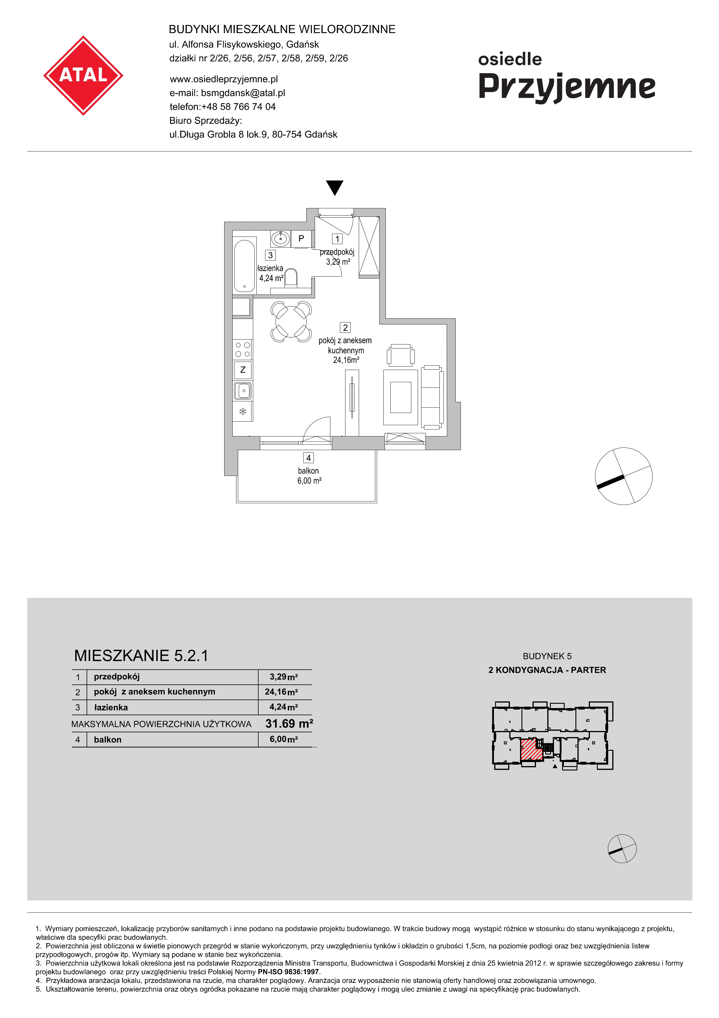 Mieszkanie 31,69 m², parter, oferta nr 5.2.1, Osiedle Przyjemne - etap II, Gdańsk, Jasień, ul. Flisykowskiego-idx