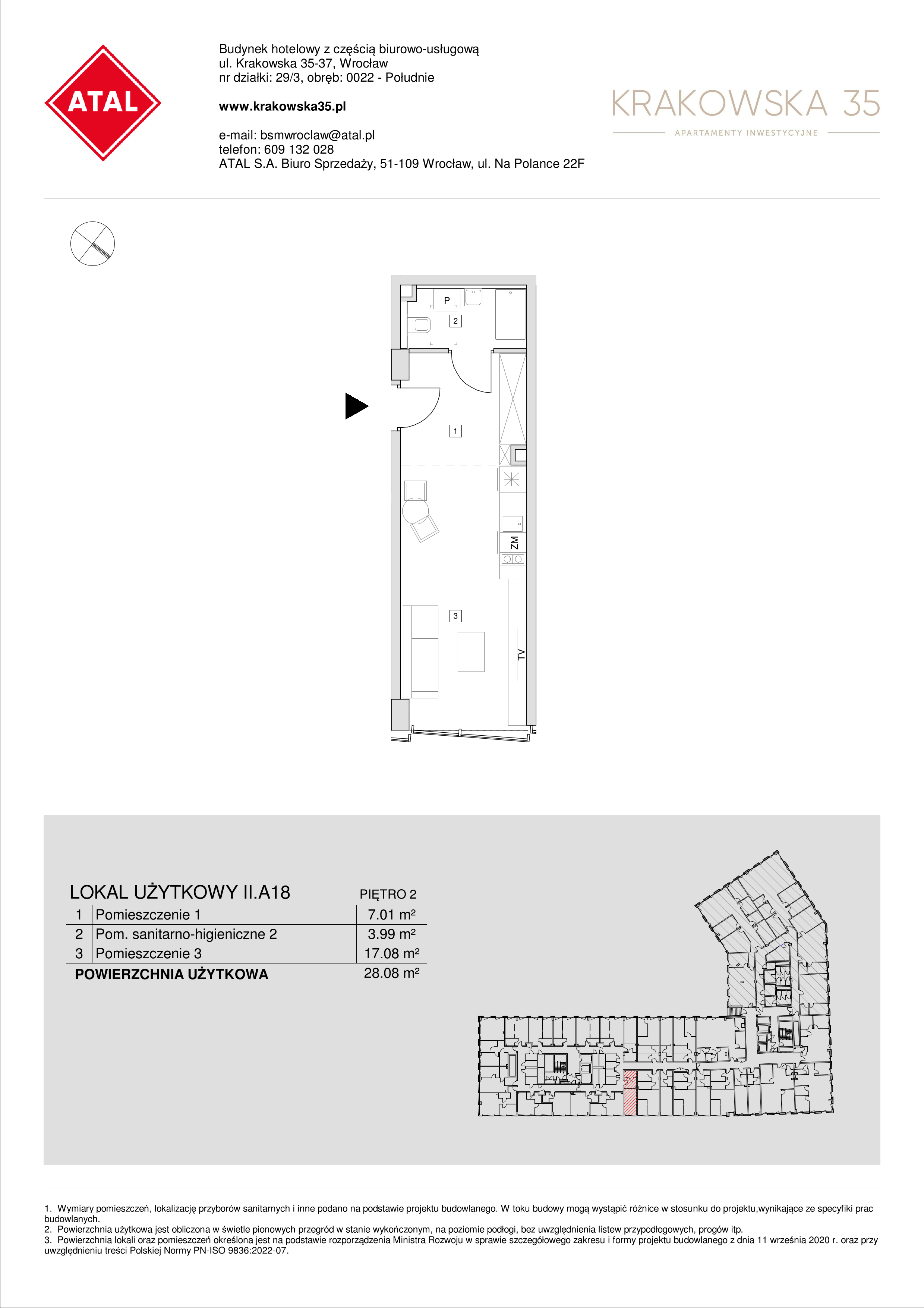 Mieszkanie 28,08 m², piętro 2, oferta nr II.A.18, Krakowska 35, Wrocław, Przedmieście Oławskie, Krzyki, ul. Krakowska-idx