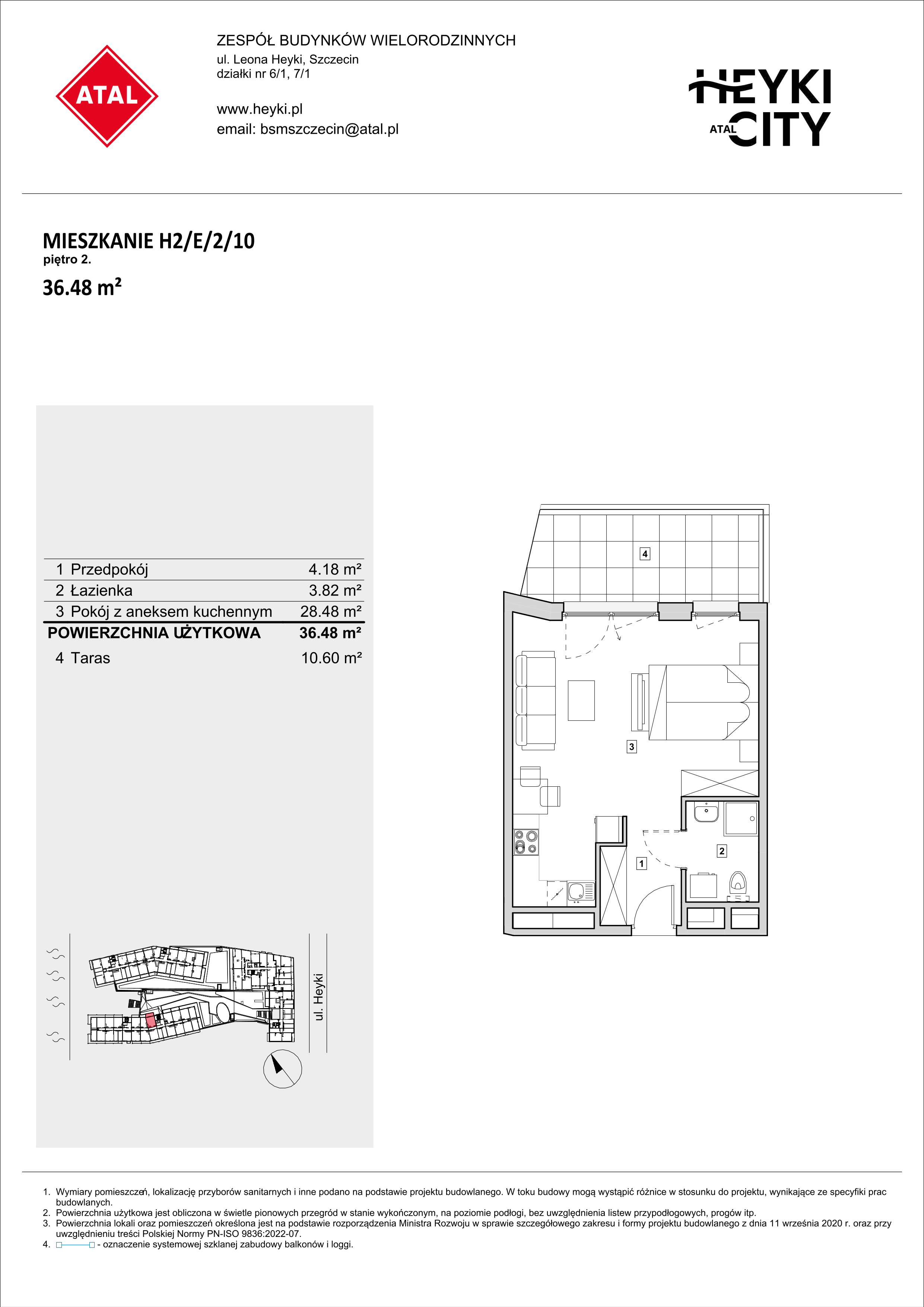 Mieszkanie 36,48 m², piętro 2, oferta nr H2-E-2-10, Heyki City ATAL, Szczecin, Prawobrzeże, Międzyodrze, ul. Leona Heyki-idx