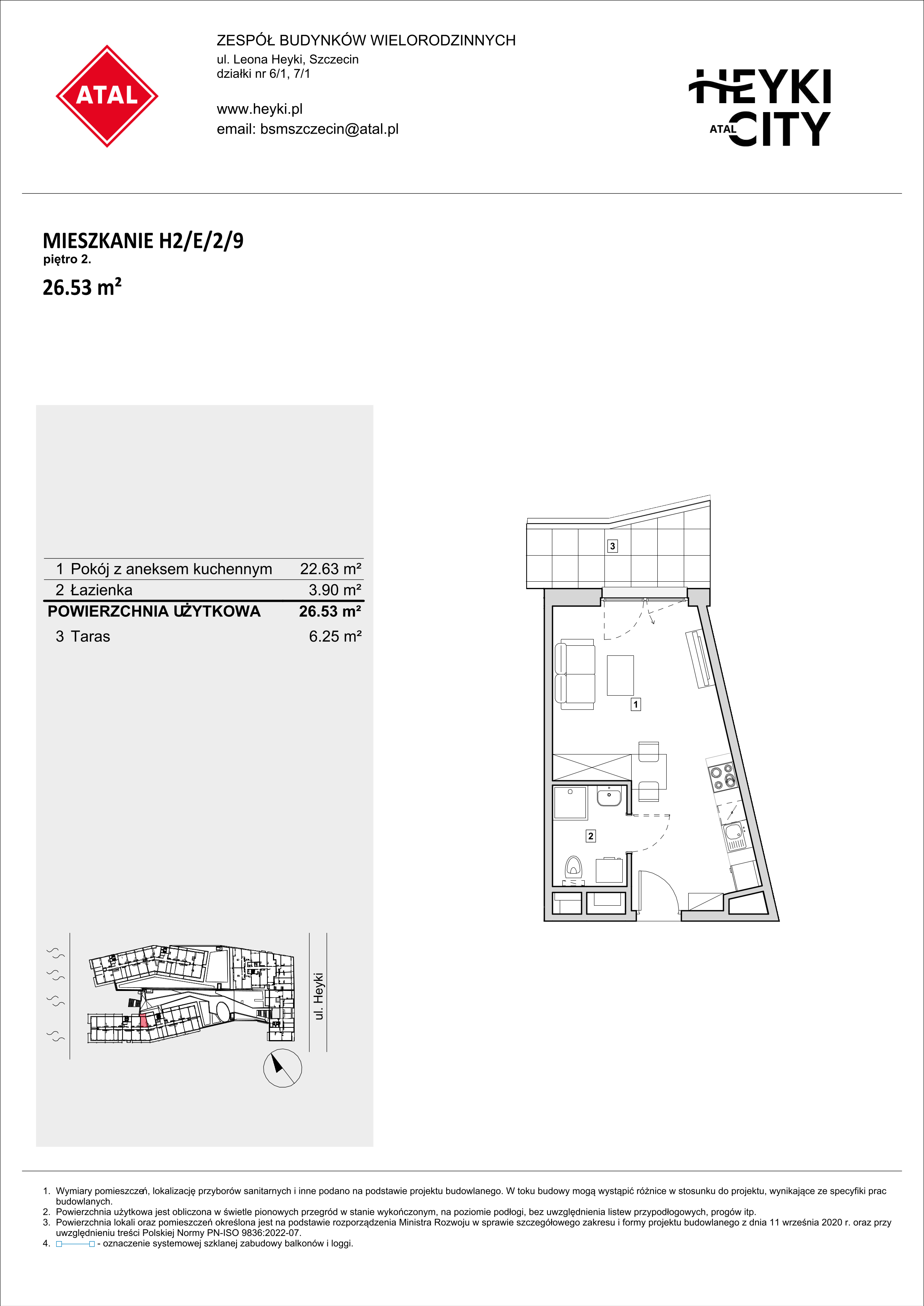 Mieszkanie 26,53 m², piętro 2, oferta nr H2-E-2-9, Heyki City ATAL, Szczecin, Prawobrzeże, Międzyodrze, ul. Leona Heyki-idx