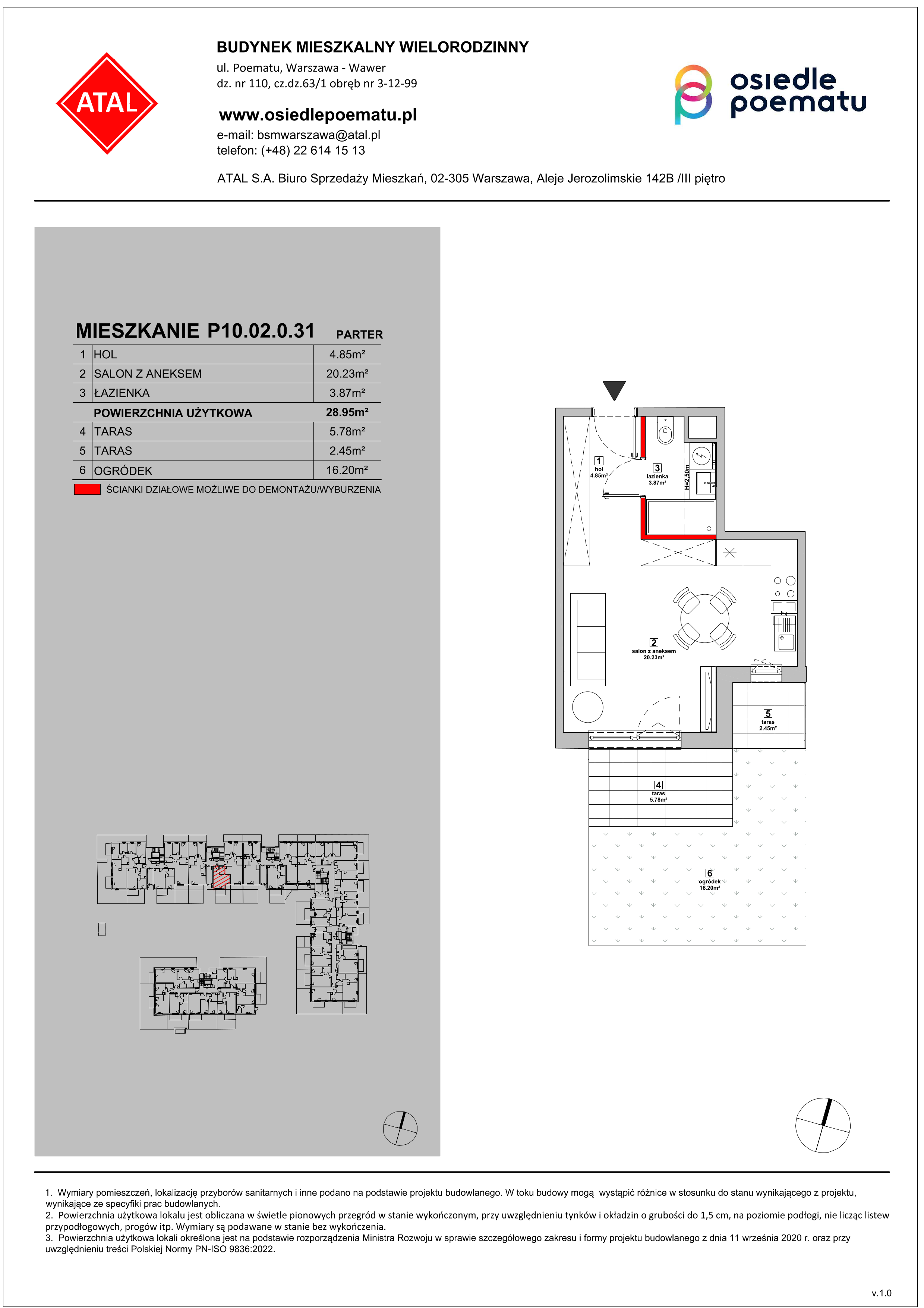 Mieszkanie 28,95 m², parter, oferta nr P10.02.0.31, Osiedle Poematu, Warszawa, Wawer, Falenica, ul. Poematu-idx