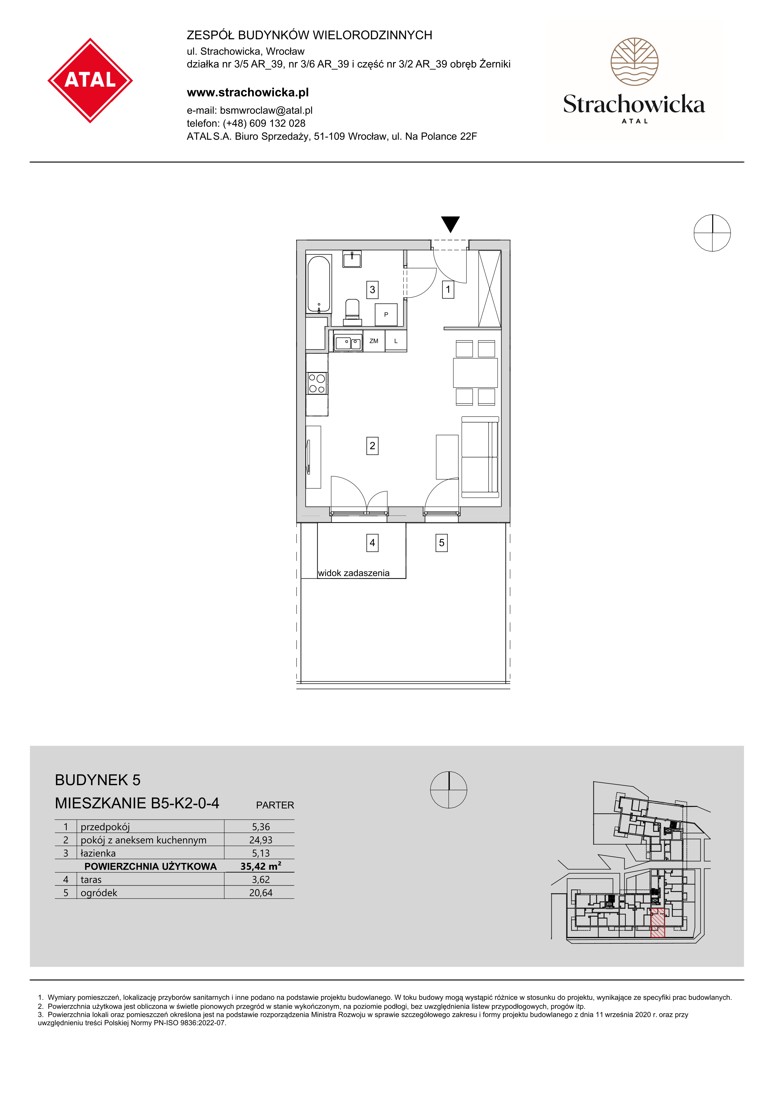 Mieszkanie 35,42 m², parter, oferta nr B5-K2-0-4, ATAL Strachowicka, Wrocław, Żerniki, Fabryczna, ul. Strachowicka-idx