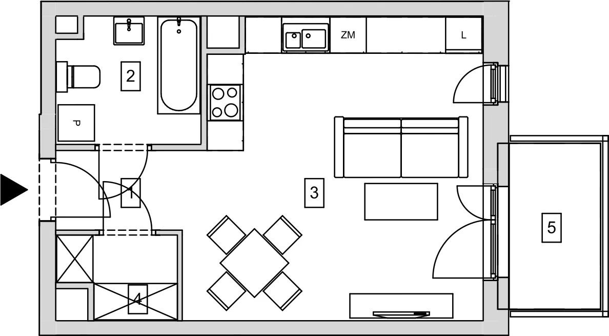 Mieszkanie 33,41 m², piętro 1, oferta nr B5-K2-1-2, ATAL Strachowicka, Wrocław, Żerniki, Fabryczna, ul. Strachowicka-idx