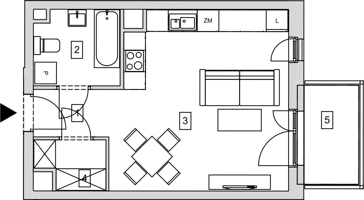 Mieszkanie 33,40 m², piętro 2, oferta nr B5-K2-2-2, ATAL Strachowicka, Wrocław, Żerniki, Fabryczna, ul. Strachowicka-idx