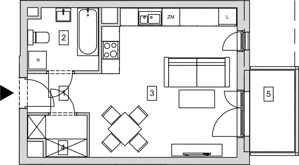 Mieszkanie 33,40 m², piętro 3, oferta nr B5-K2-3-2, ATAL Strachowicka, Wrocław, Żerniki, Fabryczna, ul. Strachowicka-idx