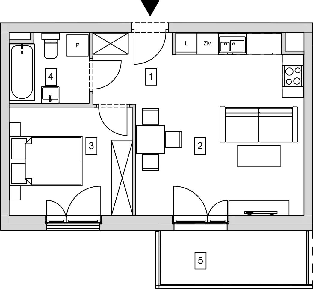 Mieszkanie 41,28 m², piętro 1, oferta nr B5-K3-1-2, ATAL Strachowicka, Wrocław, Żerniki, Fabryczna, ul. Strachowicka-idx