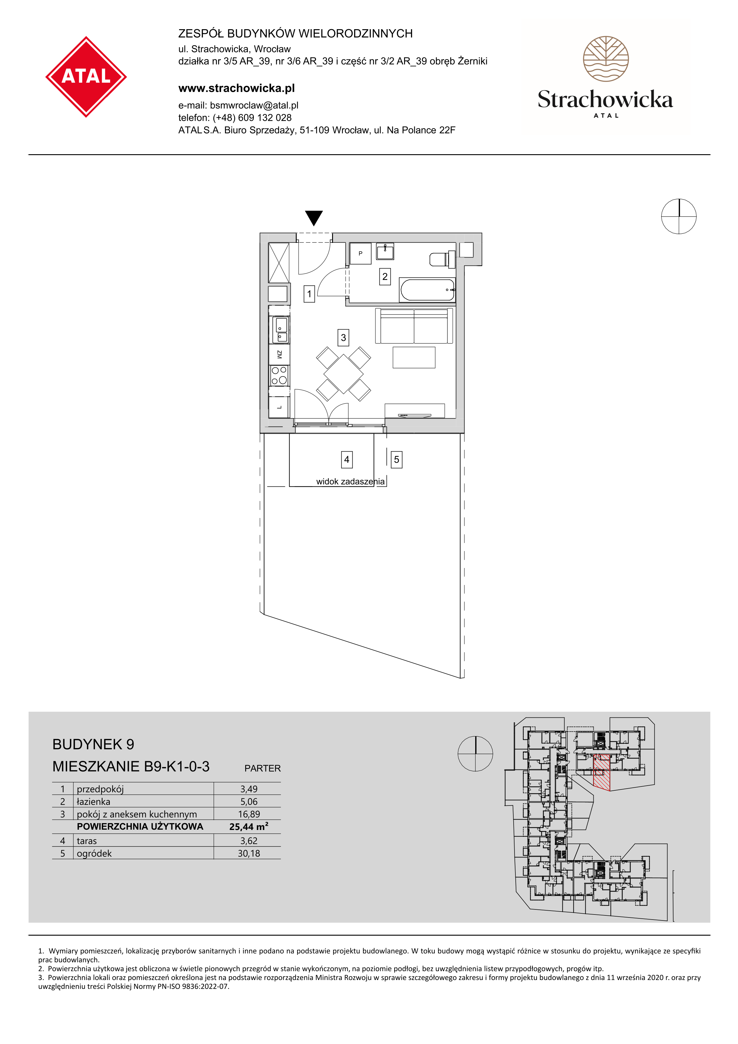 Mieszkanie 25,44 m², parter, oferta nr B9-K1-0-3, ATAL Strachowicka, Wrocław, Żerniki, Fabryczna, ul. Strachowicka-idx