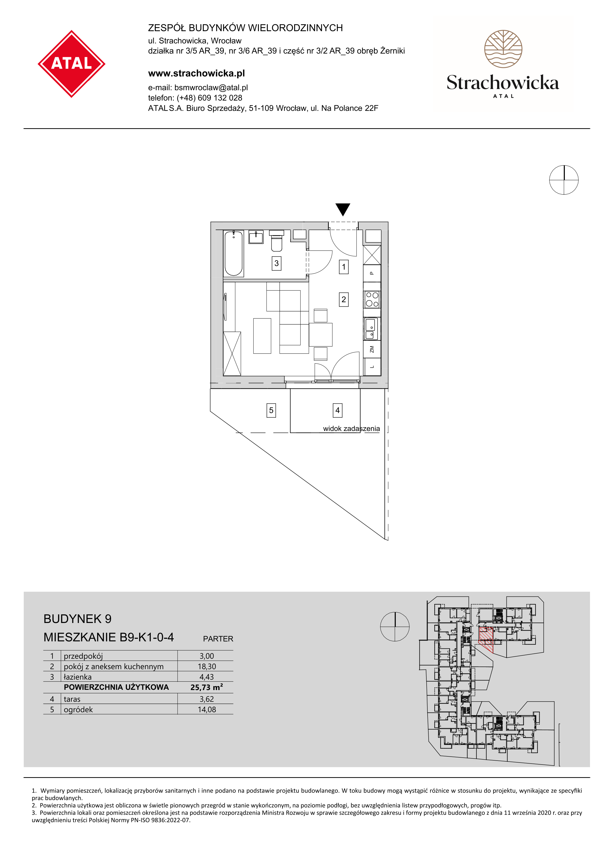 Mieszkanie 25,73 m², parter, oferta nr B9-K1-0-4, ATAL Strachowicka, Wrocław, Żerniki, Fabryczna, ul. Strachowicka-idx