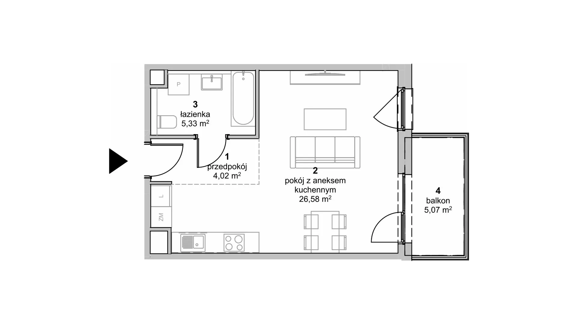 Mieszkanie 35,93 m², piętro 1, oferta nr S1.D.1.2, ATAL Idea Swarzędz II, Swarzędz, ul. Tabaki-idx