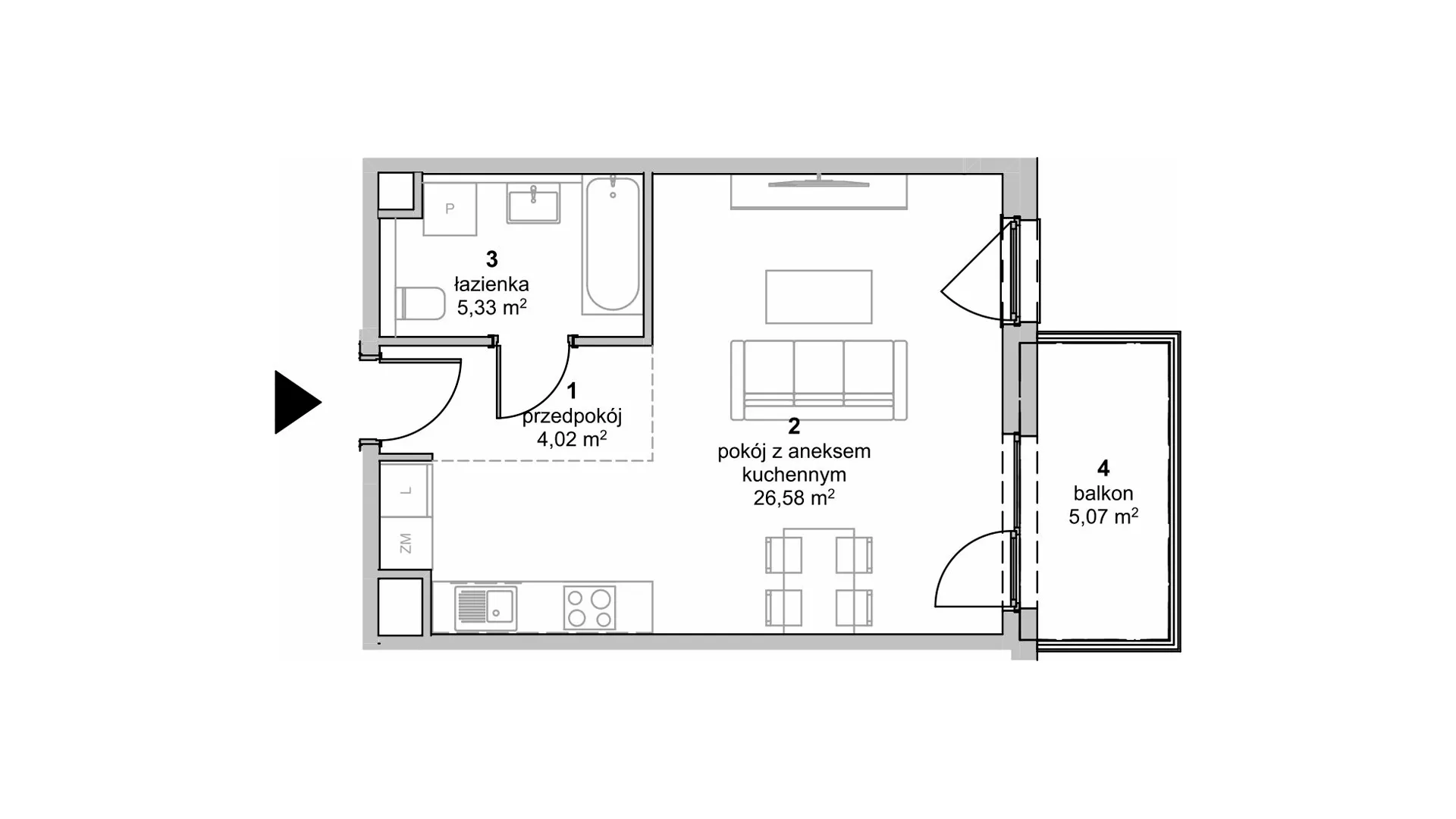 Mieszkanie 35,93 m², piętro 2, oferta nr S1.D.2.2, ATAL Idea Swarzędz II, Swarzędz, ul. Tabaki-idx