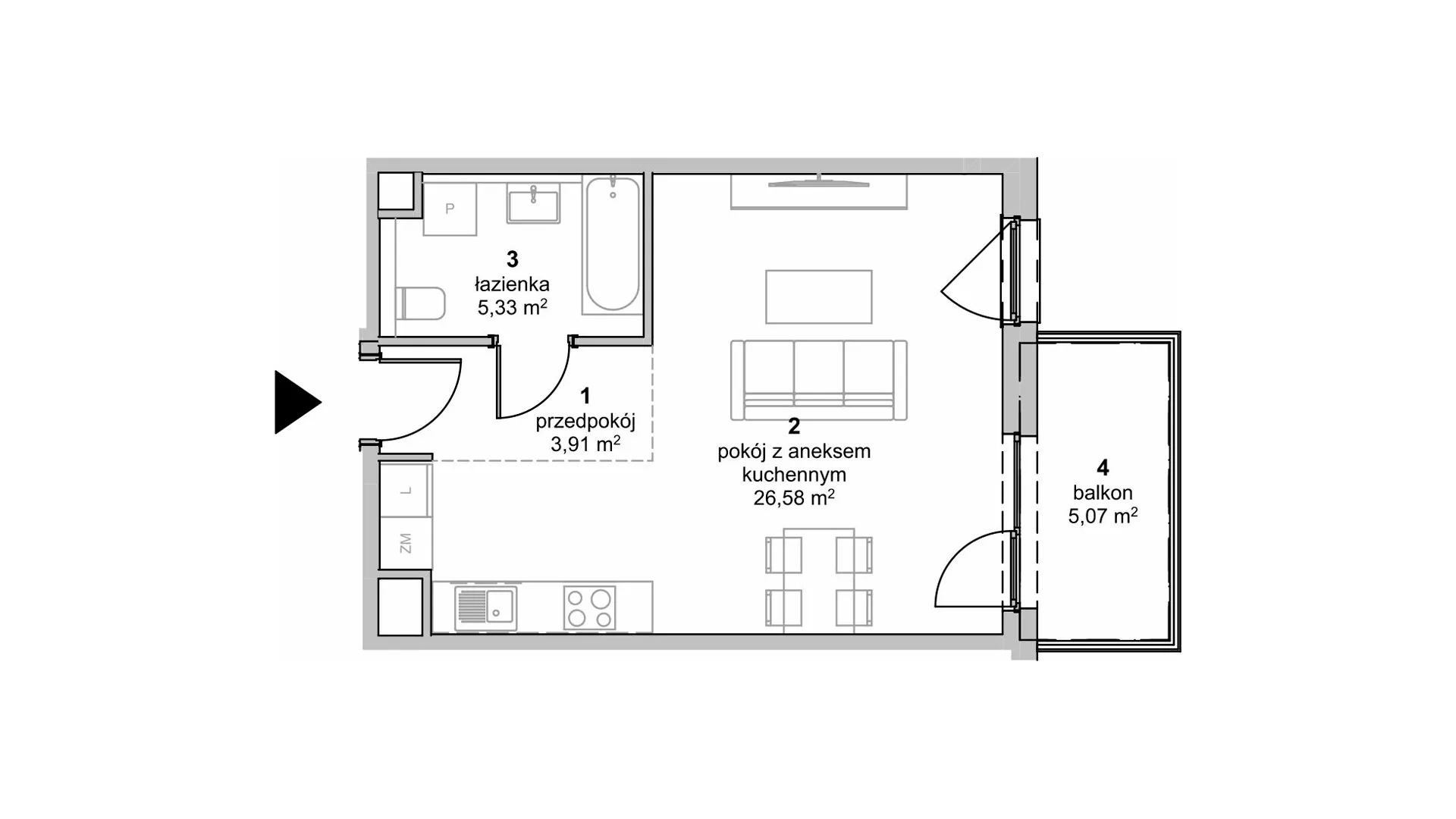 Mieszkanie 35,82 m², piętro 4, oferta nr S1.D.4.2, ATAL Idea Swarzędz II, Swarzędz, ul. Tabaki-idx