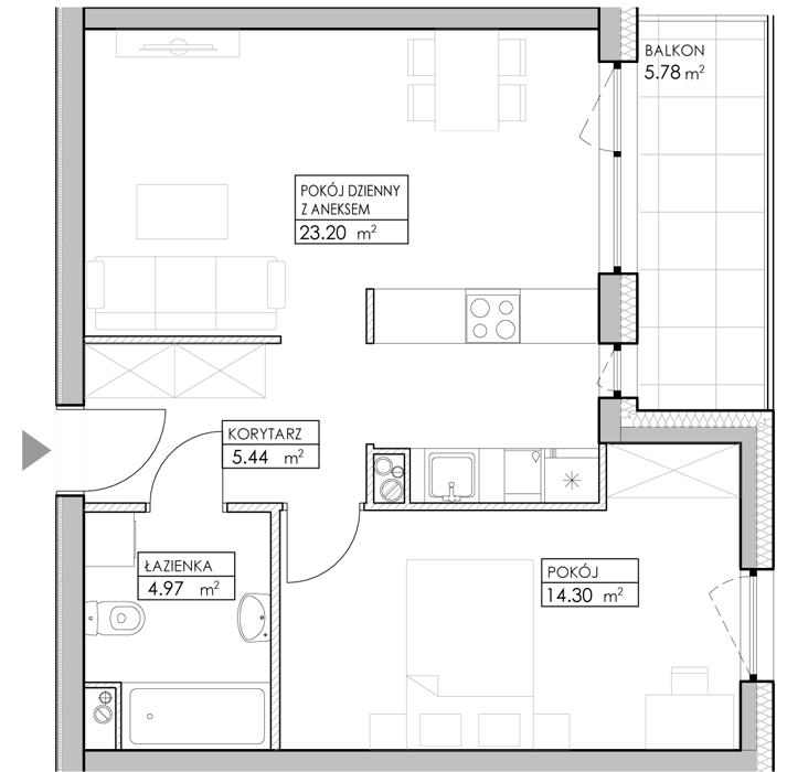 Mieszkanie 47,92 m², piętro 3, oferta nr A17, Niebieski Bursztyn, Reda, ul. Bosmańska-idx