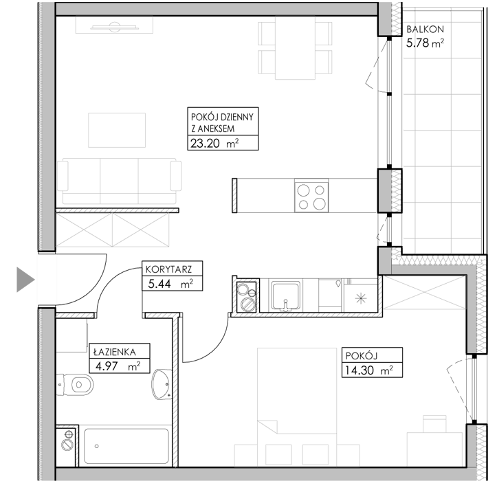 Mieszkanie 47,92 m², piętro 5, oferta nr A35, Niebieski Bursztyn, Reda, ul. Bosmańska-idx