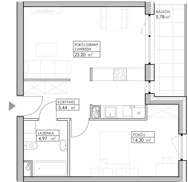 Mieszkanie 47,92 m², piętro 2, oferta nr A8, Niebieski Bursztyn, Reda, ul. Bosmańska-idx