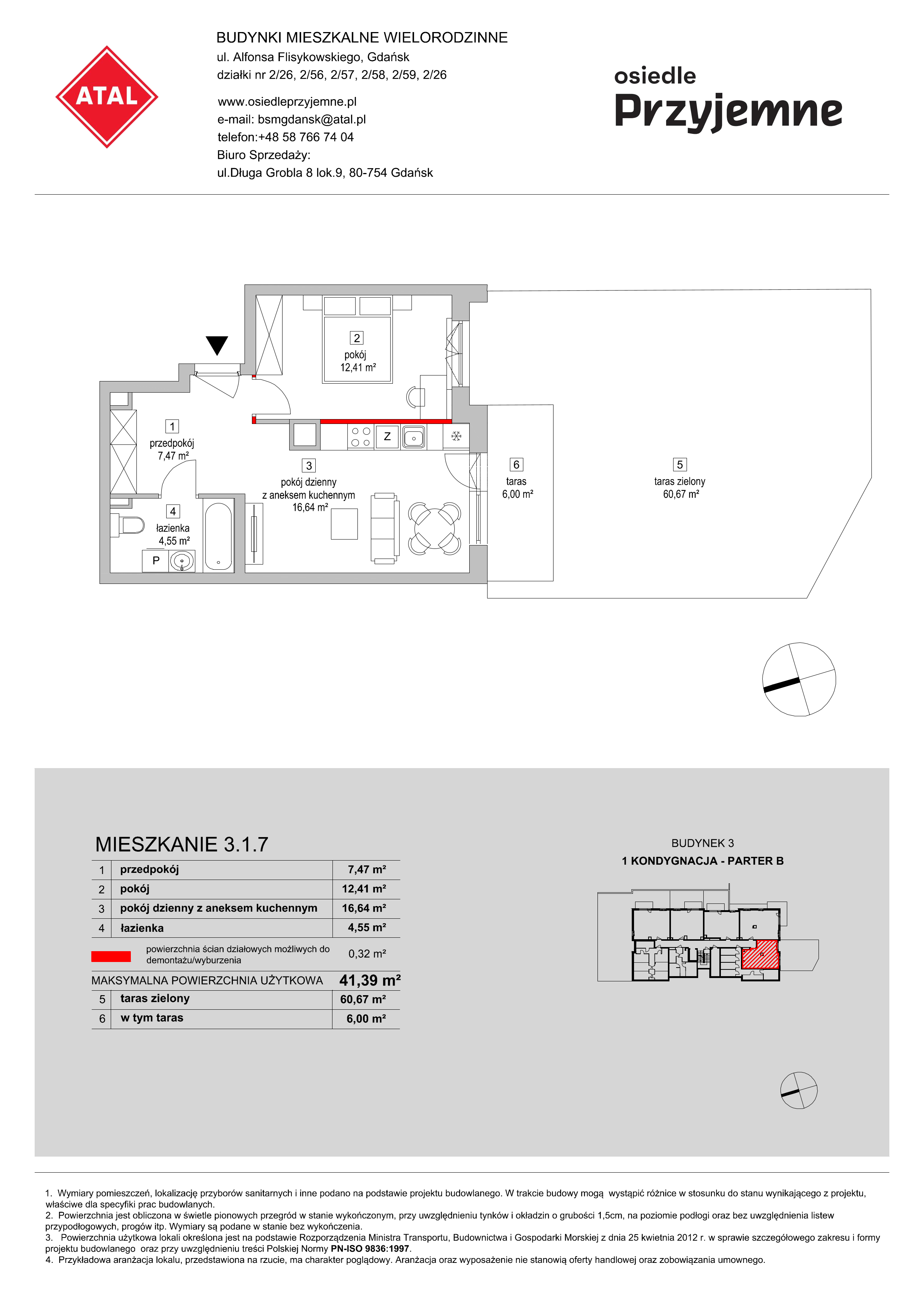 Mieszkanie 41,39 m², parter, oferta nr 3.1.7, Osiedle Przyjemne - etap II, Gdańsk, Jasień, ul. Flisykowskiego-idx