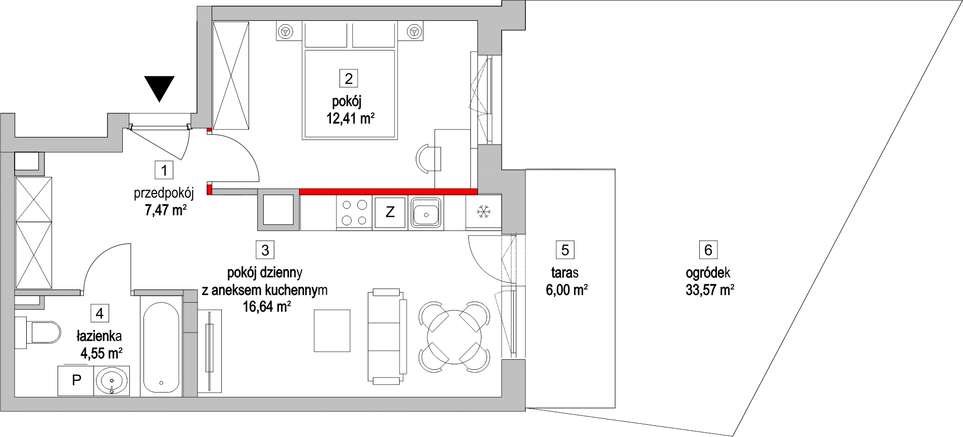 Mieszkanie 41,39 m², parter, oferta nr 3.1.7, Osiedle Przyjemne - etap II, Gdańsk, Jasień, ul. Flisykowskiego-idx