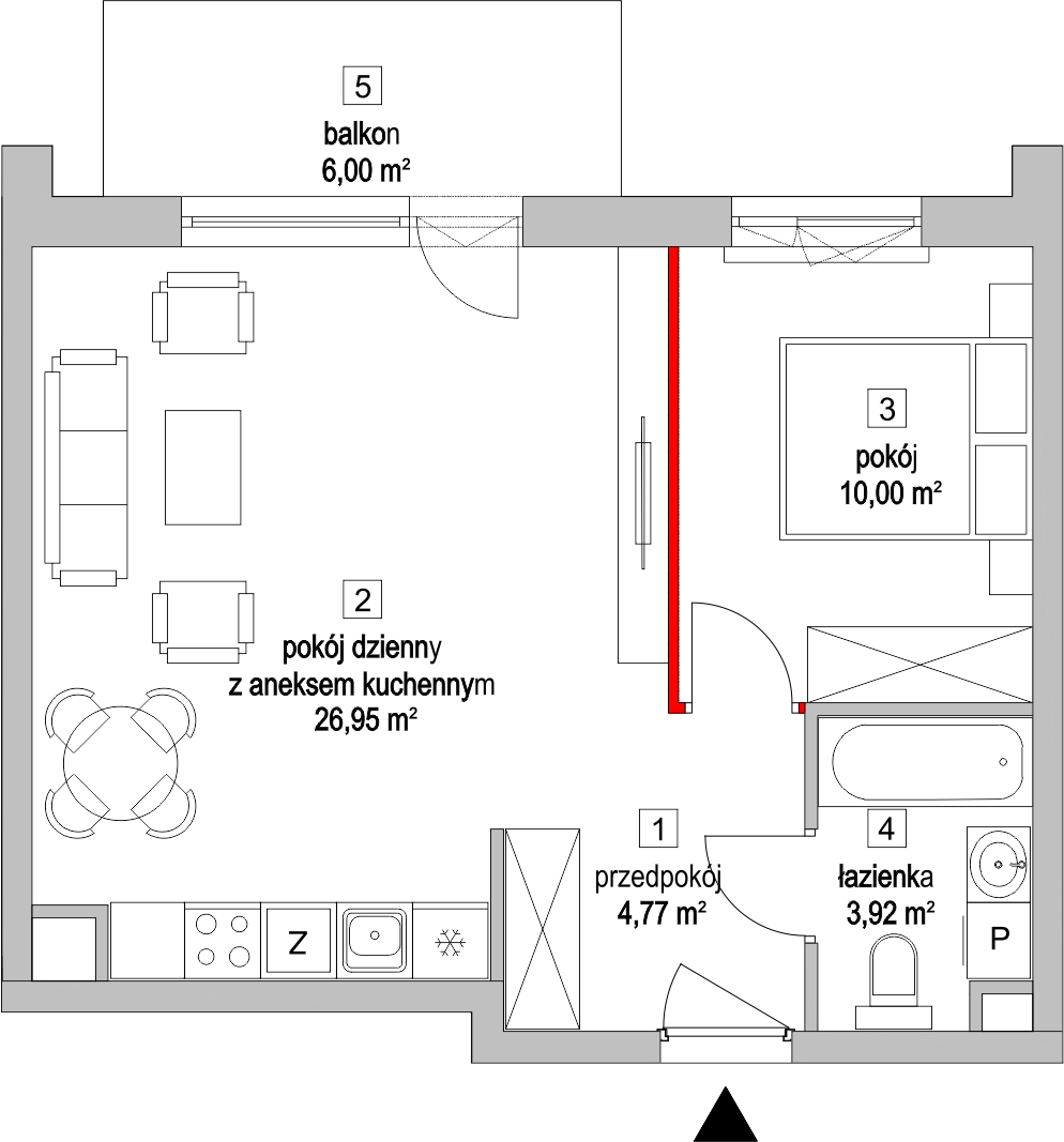 Mieszkanie 46,01 m², piętro 1, oferta nr 3.3.5, Osiedle Przyjemne - etap II, Gdańsk, Jasień, ul. Flisykowskiego-idx