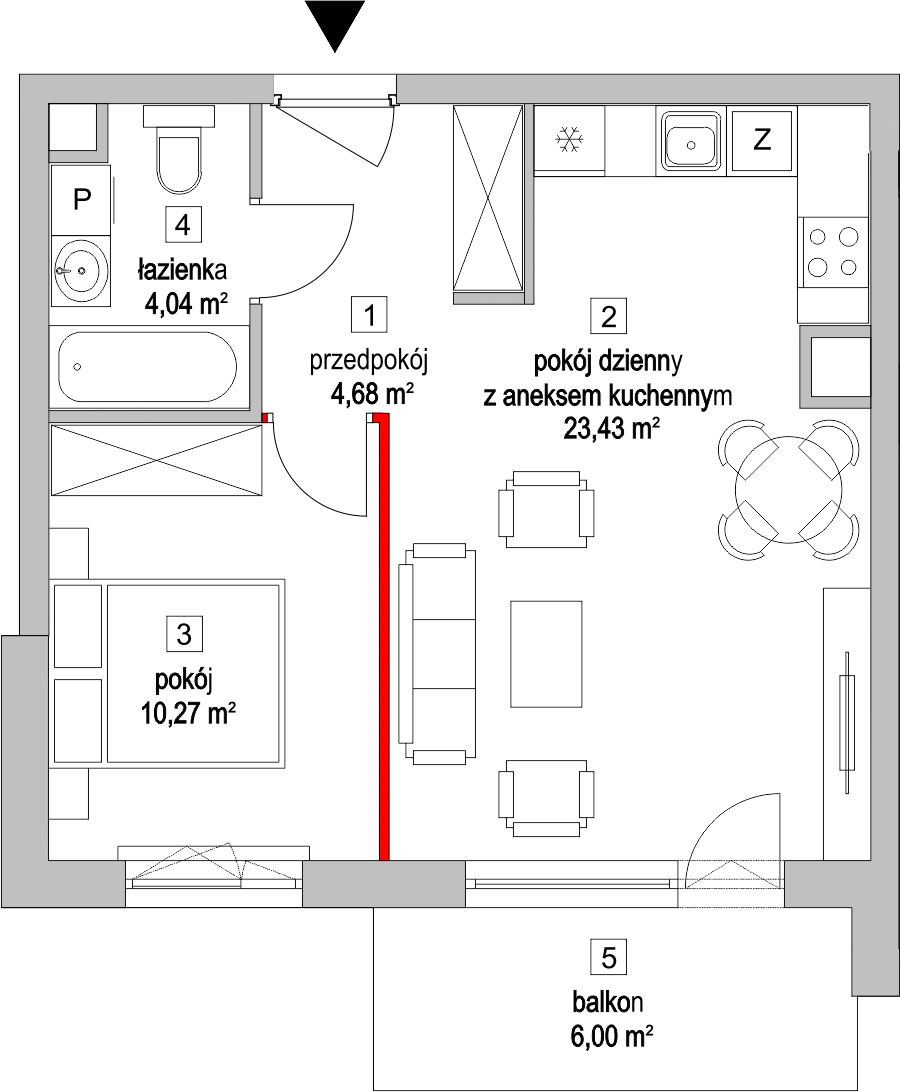 Mieszkanie 42,80 m², piętro 1, oferta nr 3.3.8, Osiedle Przyjemne - etap II, Gdańsk, Jasień, ul. Flisykowskiego-idx