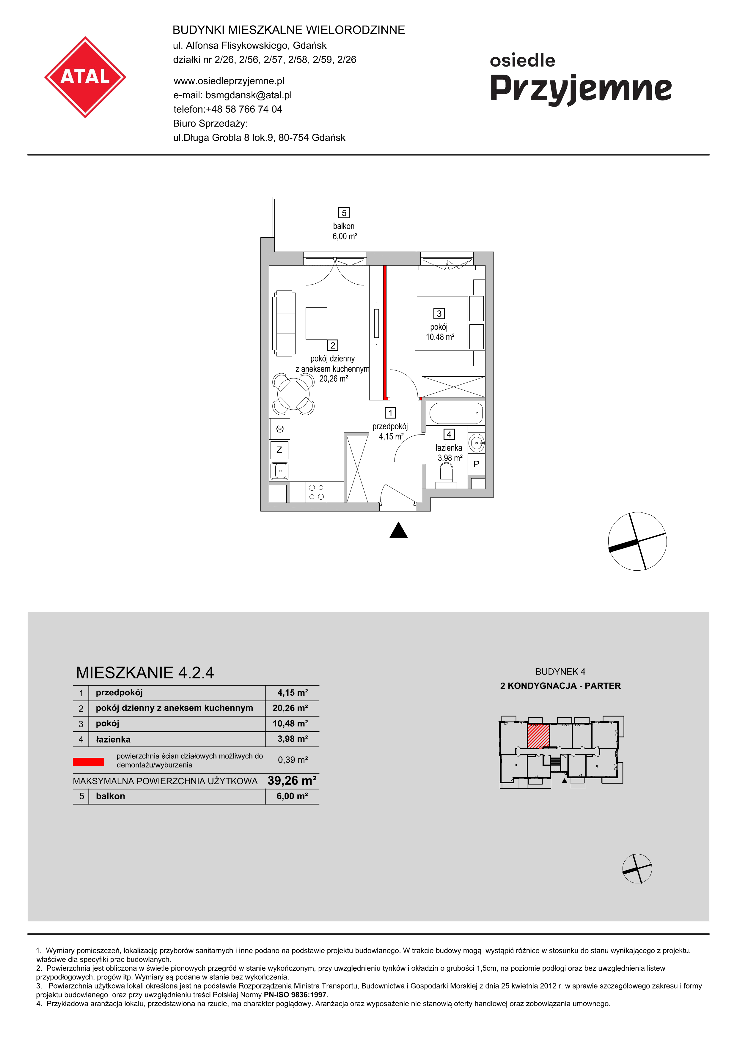 Mieszkanie 39,26 m², parter, oferta nr 4.2.4, Osiedle Przyjemne - etap II, Gdańsk, Jasień, ul. Flisykowskiego-idx