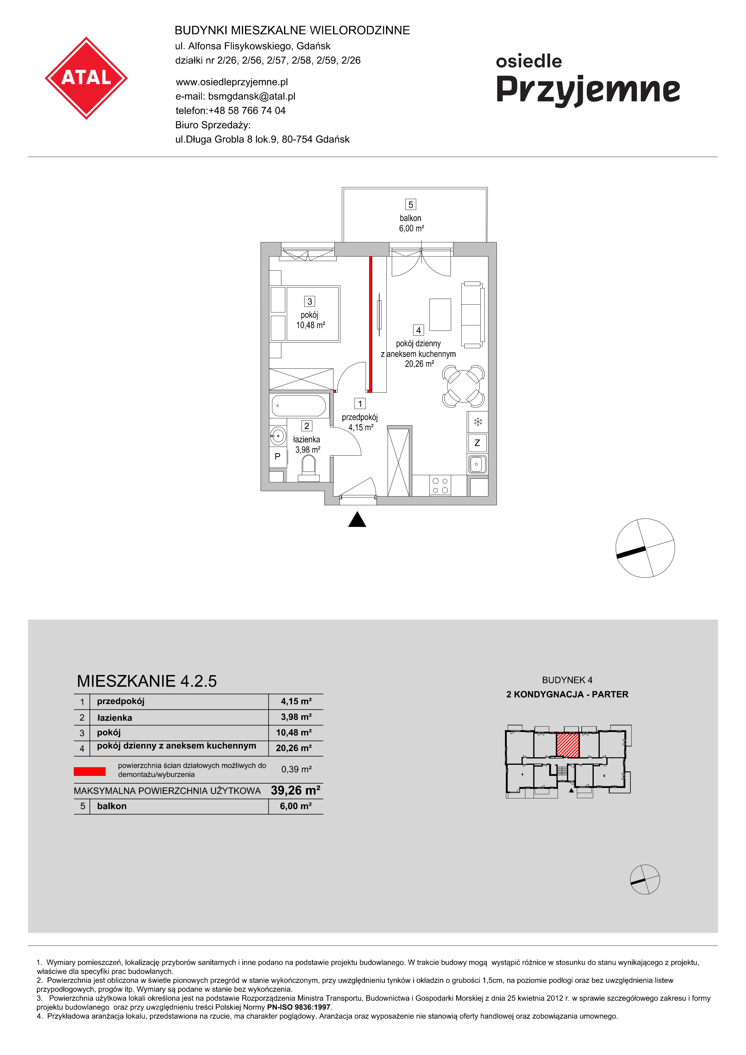 Mieszkanie 39,26 m², parter, oferta nr 4.2.5, Osiedle Przyjemne - etap II, Gdańsk, Jasień, ul. Flisykowskiego-idx