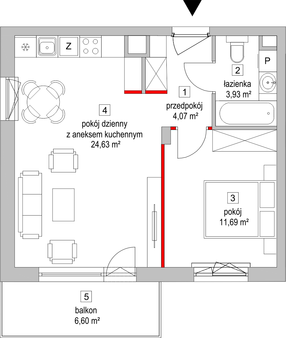 Mieszkanie 44,80 m², piętro 1, oferta nr 4.3.2, Osiedle Przyjemne - etap II, Gdańsk, Jasień, ul. Flisykowskiego-idx