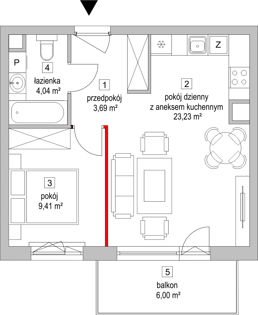 Mieszkanie 40,80 m², piętro 1, oferta nr 4.3.9, Osiedle Przyjemne - etap II, Gdańsk, Jasień, ul. Flisykowskiego-idx