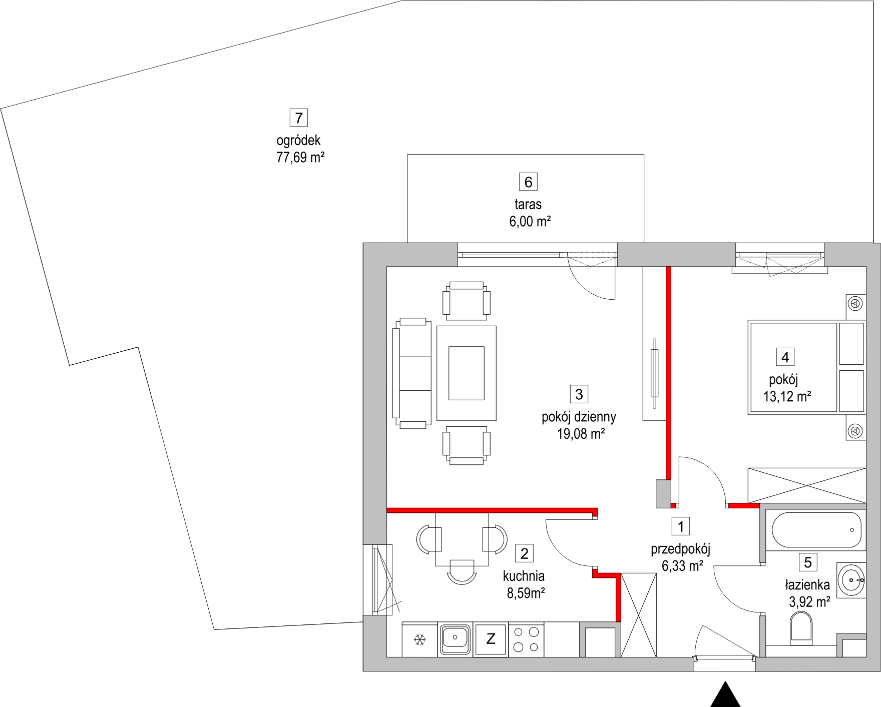 Mieszkanie 51,89 m², parter, oferta nr 5.1.3, Osiedle Przyjemne - etap II, Gdańsk, Jasień, ul. Flisykowskiego-idx