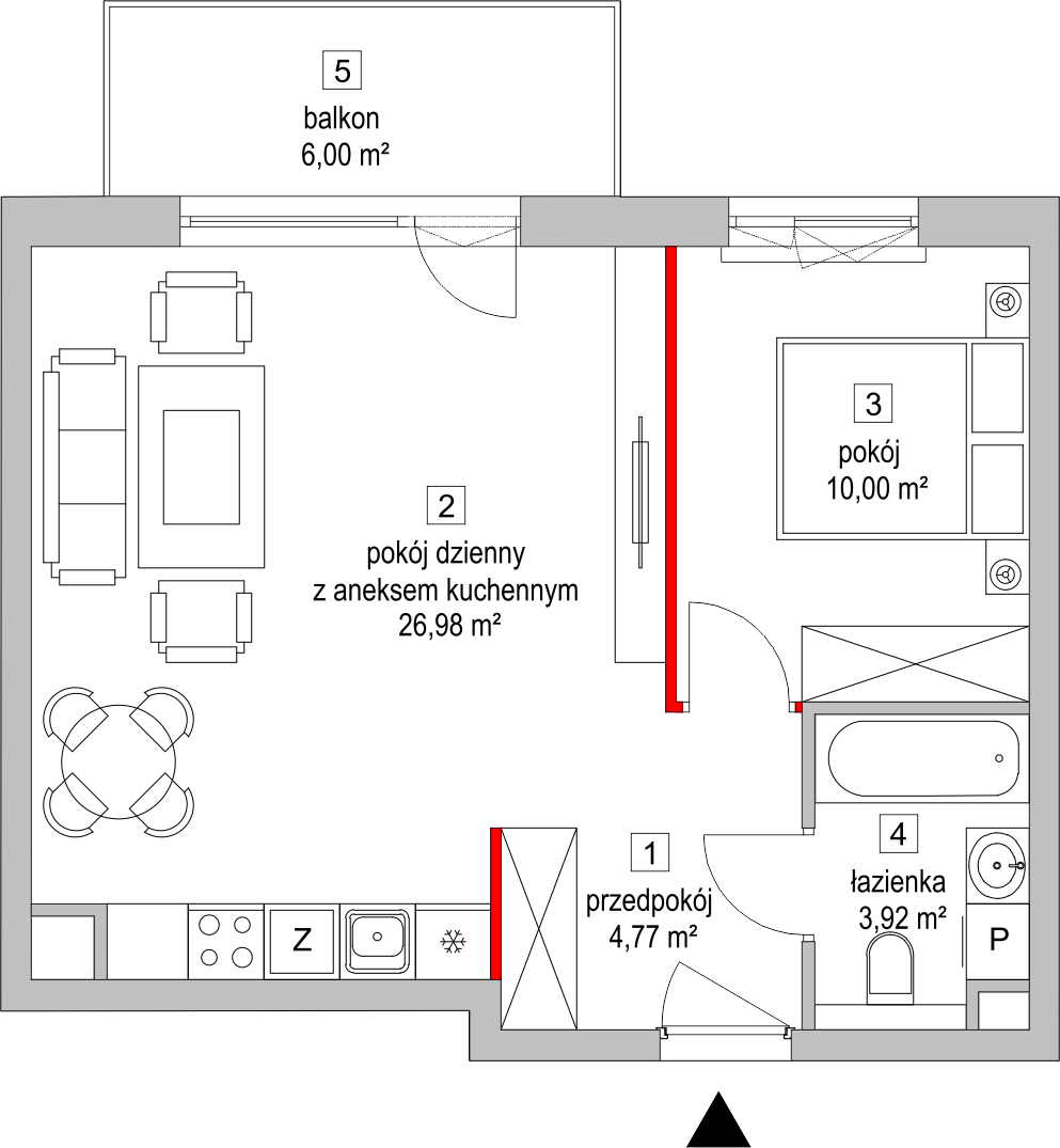 Mieszkanie 46,18 m², parter, oferta nr 5.1.5, Osiedle Przyjemne - etap II, Gdańsk, Jasień, ul. Flisykowskiego-idx