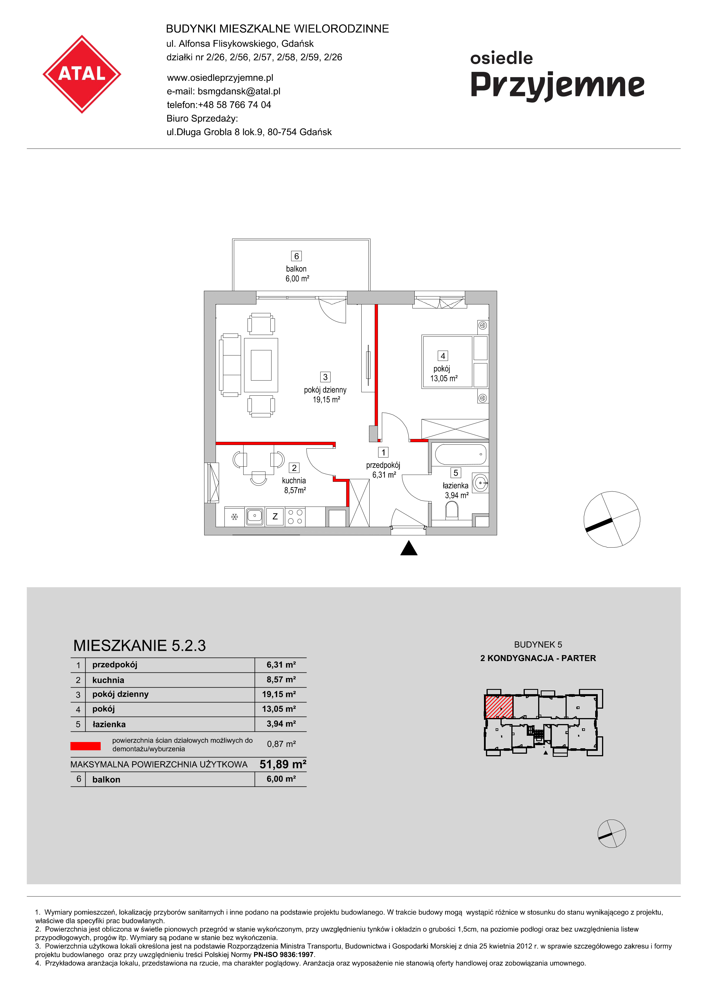 Mieszkanie 51,89 m², parter, oferta nr 5.2.3, Osiedle Przyjemne - etap II, Gdańsk, Jasień, ul. Flisykowskiego-idx